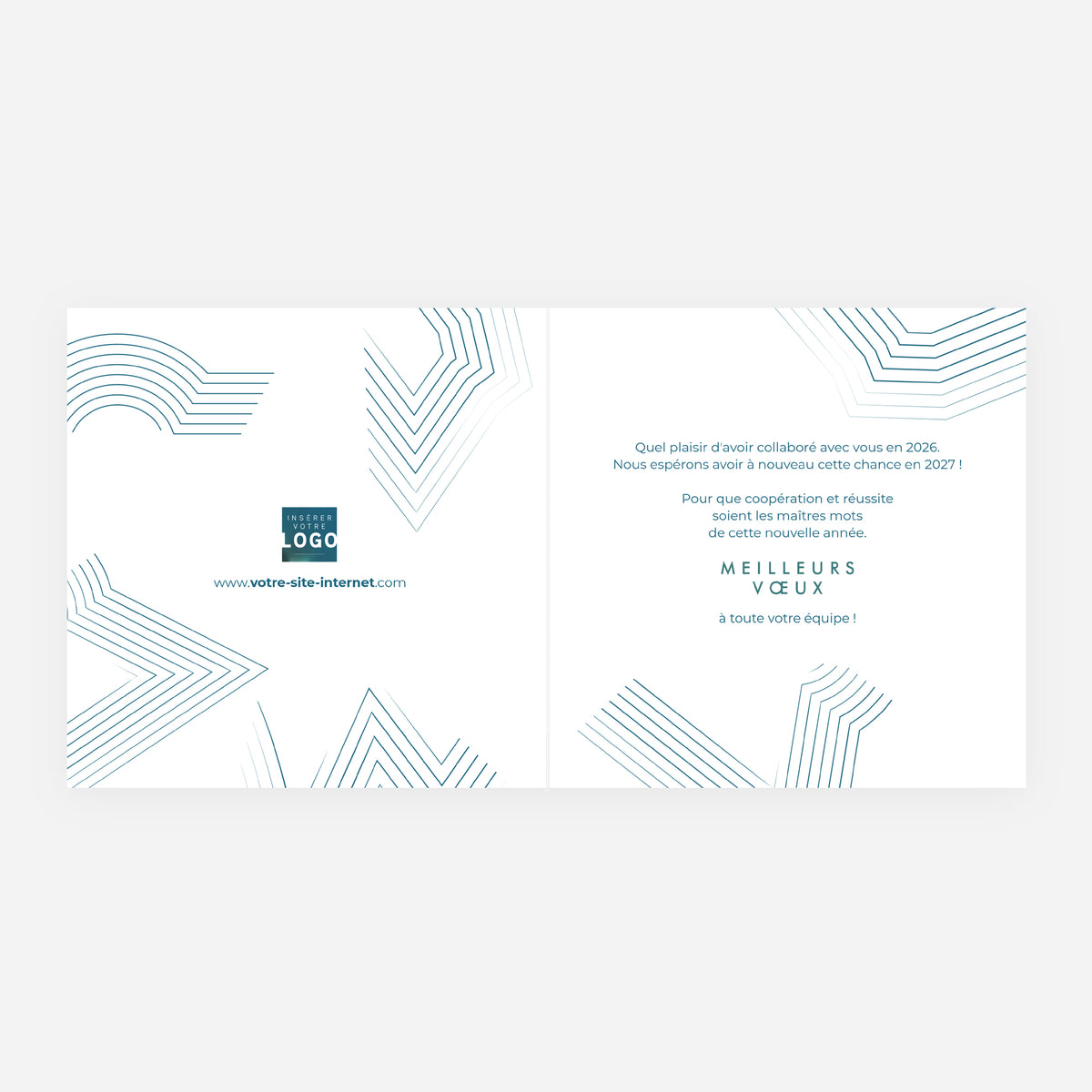 Lignes Dorées | Vœux professionnels • Carte de voeux dorure • Carrée pliable photo N° 2