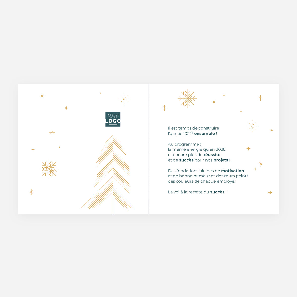 Éclat Nordique | Vœux professionnels • Carte de voeux dorure • Carrée pliable photo N° 2