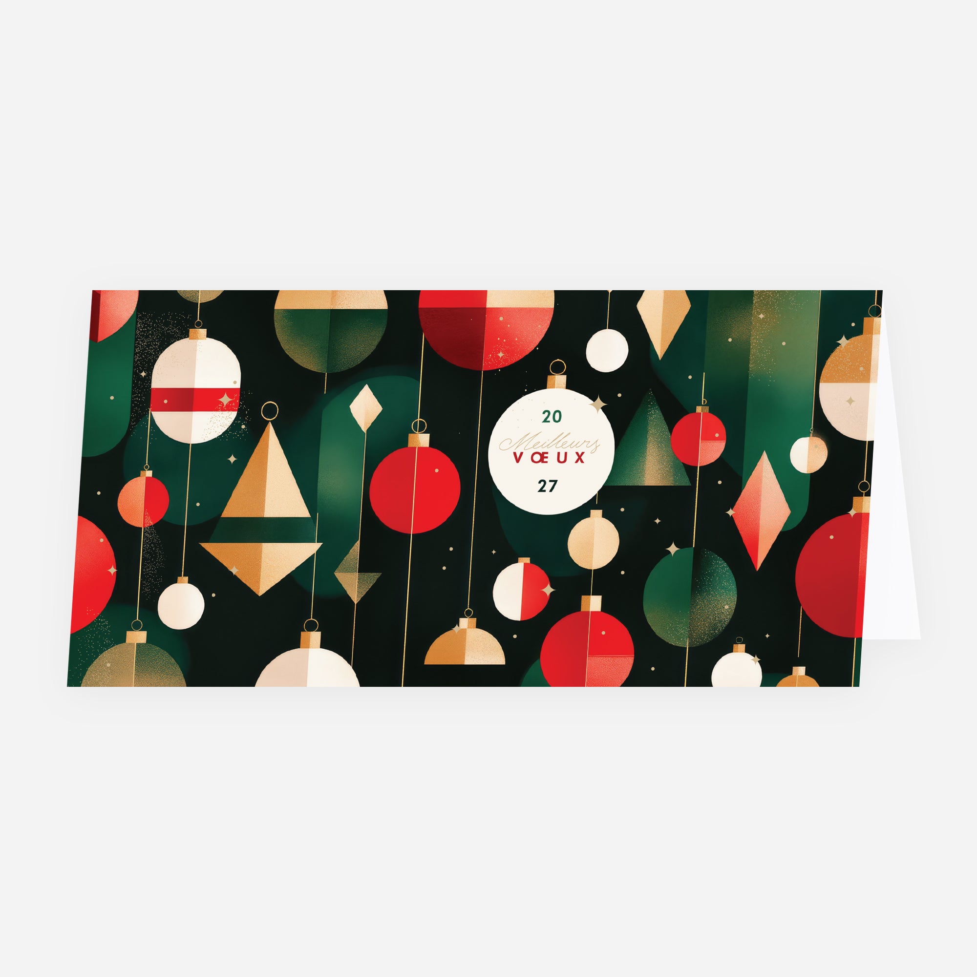 Ornements de fête | Vœux professionnels • Carte de voeux dorure • Rectangle double photo N° 1