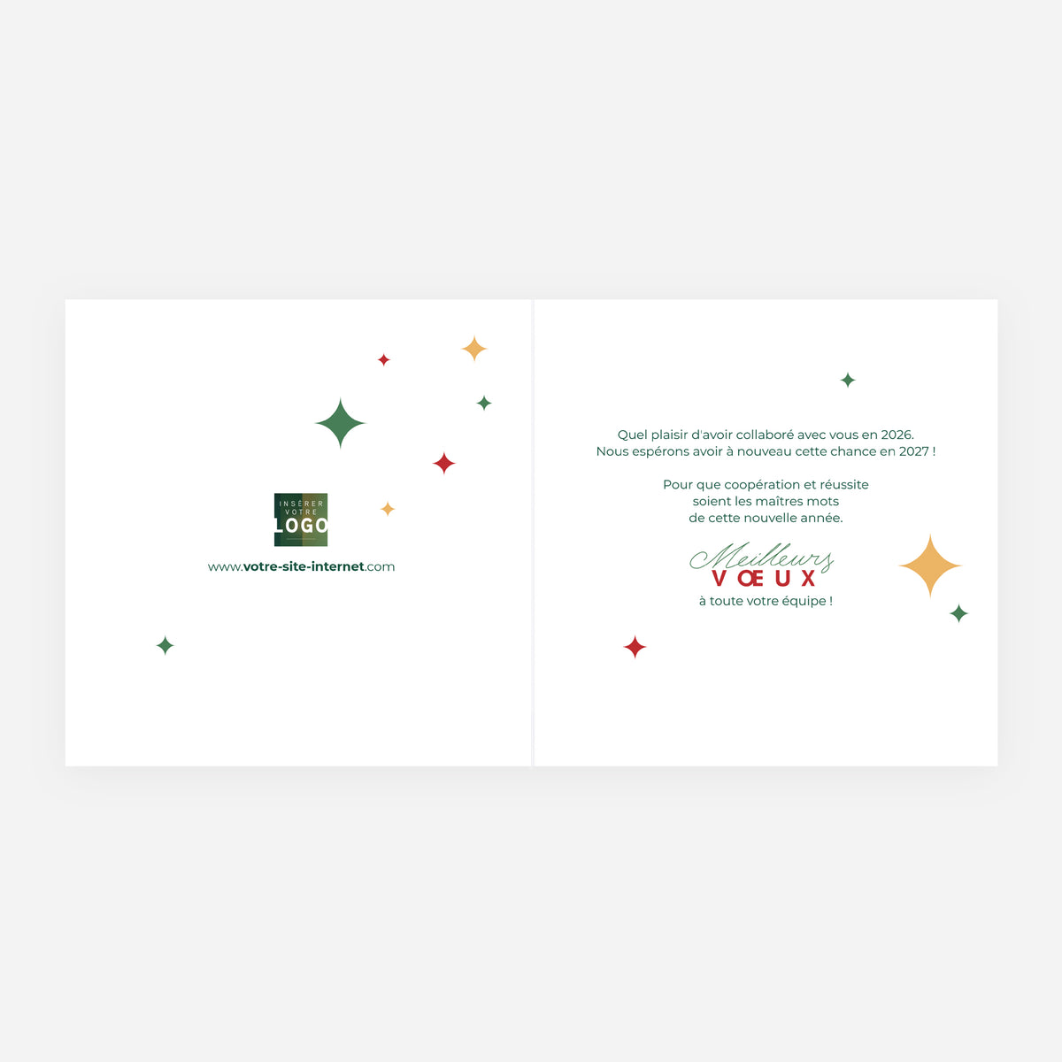 Ornements de fête | Vœux professionnels • Carte de voeux dorure • Carrée pliable photo N° 2
