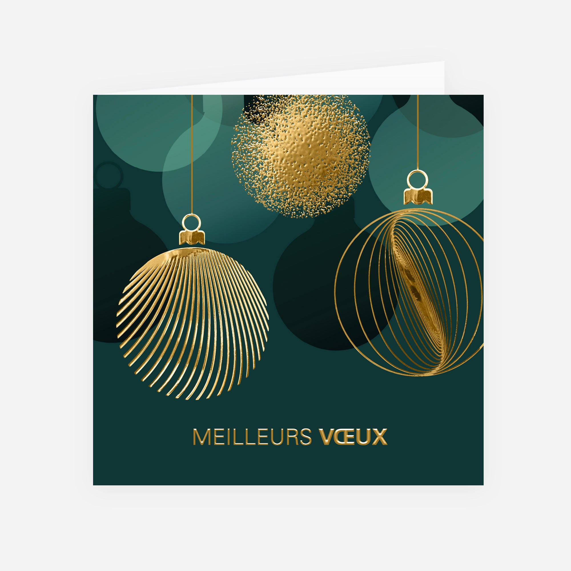 Suspensions Dorées | Vœux professionnels • Carte de voeux dorure • Carré double photo N° 1