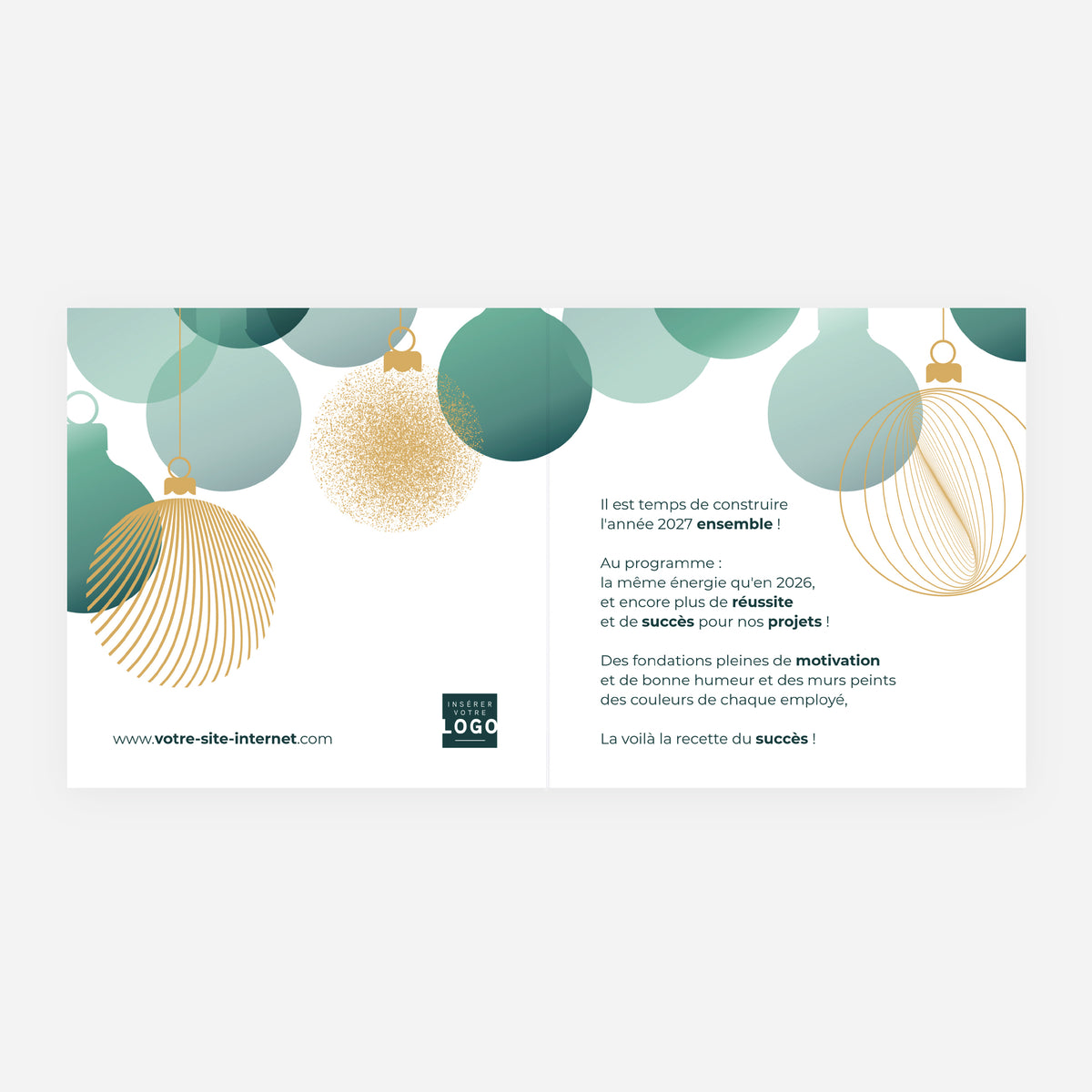 Suspensions Dorées | Vœux professionnels • Carte de voeux dorure • Carrée pliable photo N° 2