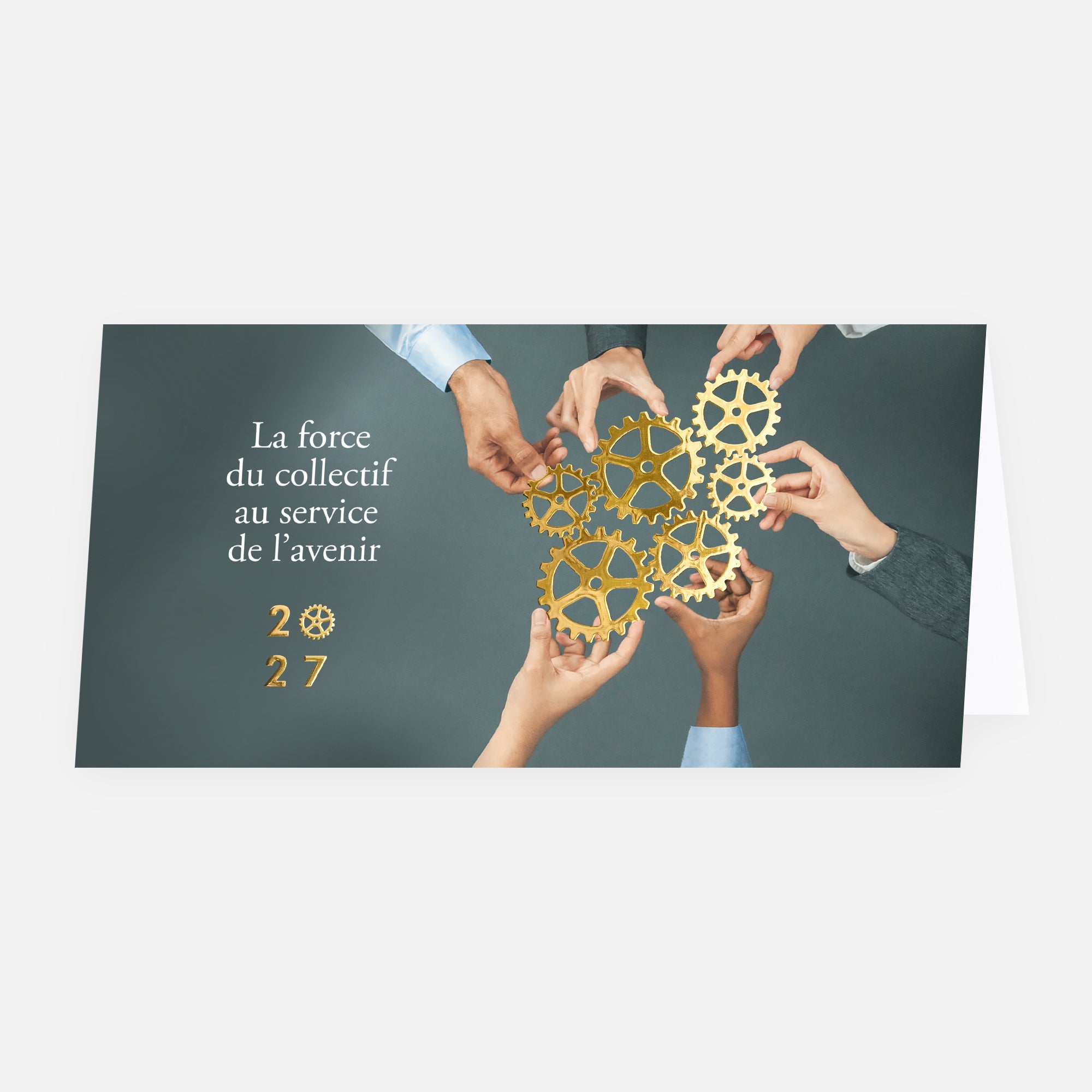 Force Collective | Vœux professionnels • Carte de voeux dorure • Rectangle double photo N° 1