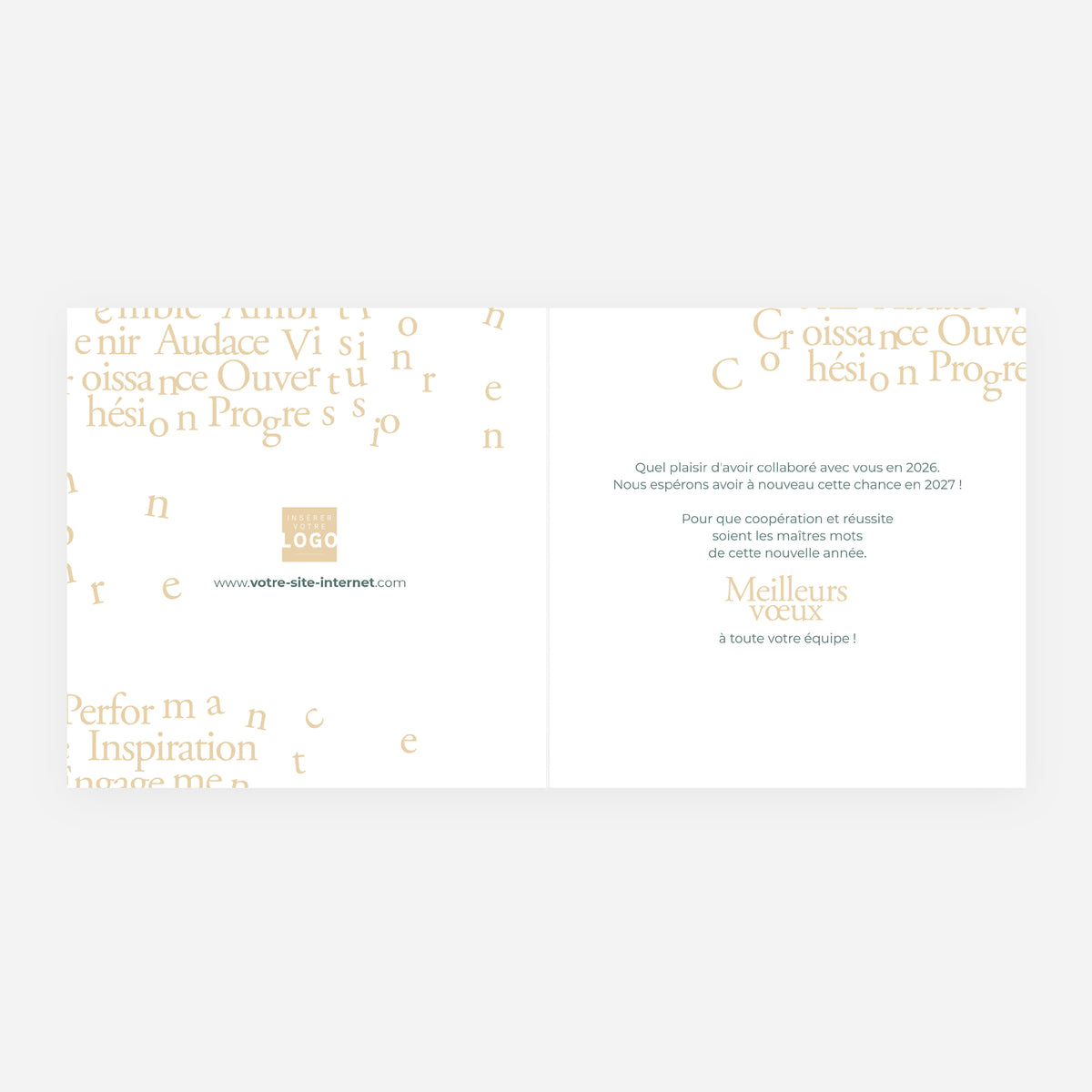 Mots d’Avenir | Vœux professionnels • Carte de voeux dorure • Carrée pliable photo N° 2