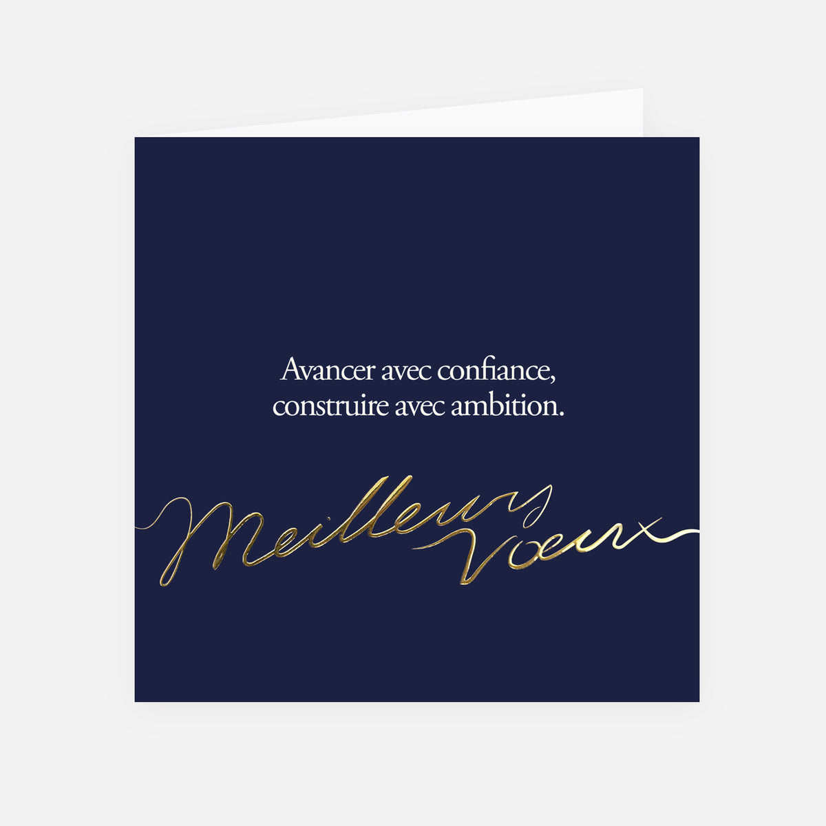 Confiance et ambition Bleu | Vœux professionnels • Carte de voeux dorure • Carrée pliable photo N° 1