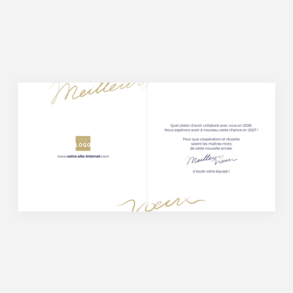 Confiance et ambition Bleu | Vœux professionnels • Carte de voeux dorure • Carrée pliable photo N° 2