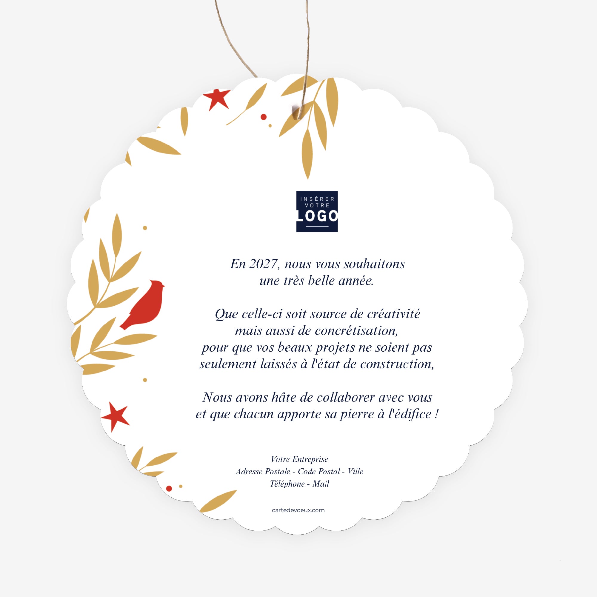 Sapin Enchanté | Vœux professionnels • Carte de voeux dorure • Ronde à accrocher photo N° 2