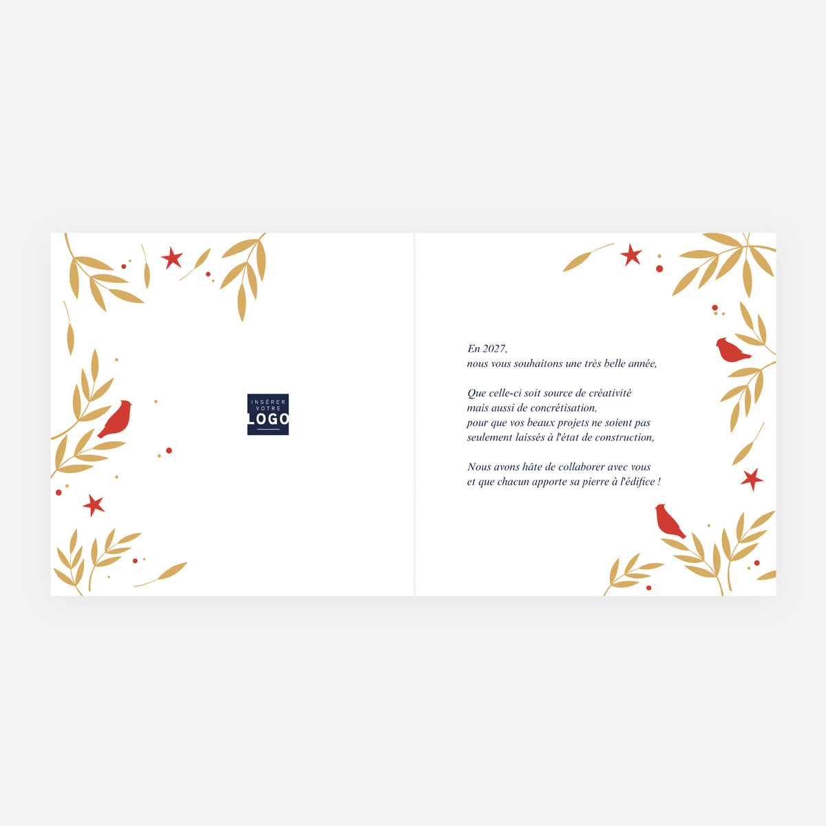 Sapin Enchanté | Vœux professionnels • Carte de voeux dorure • Carrée pliable photo N° 2