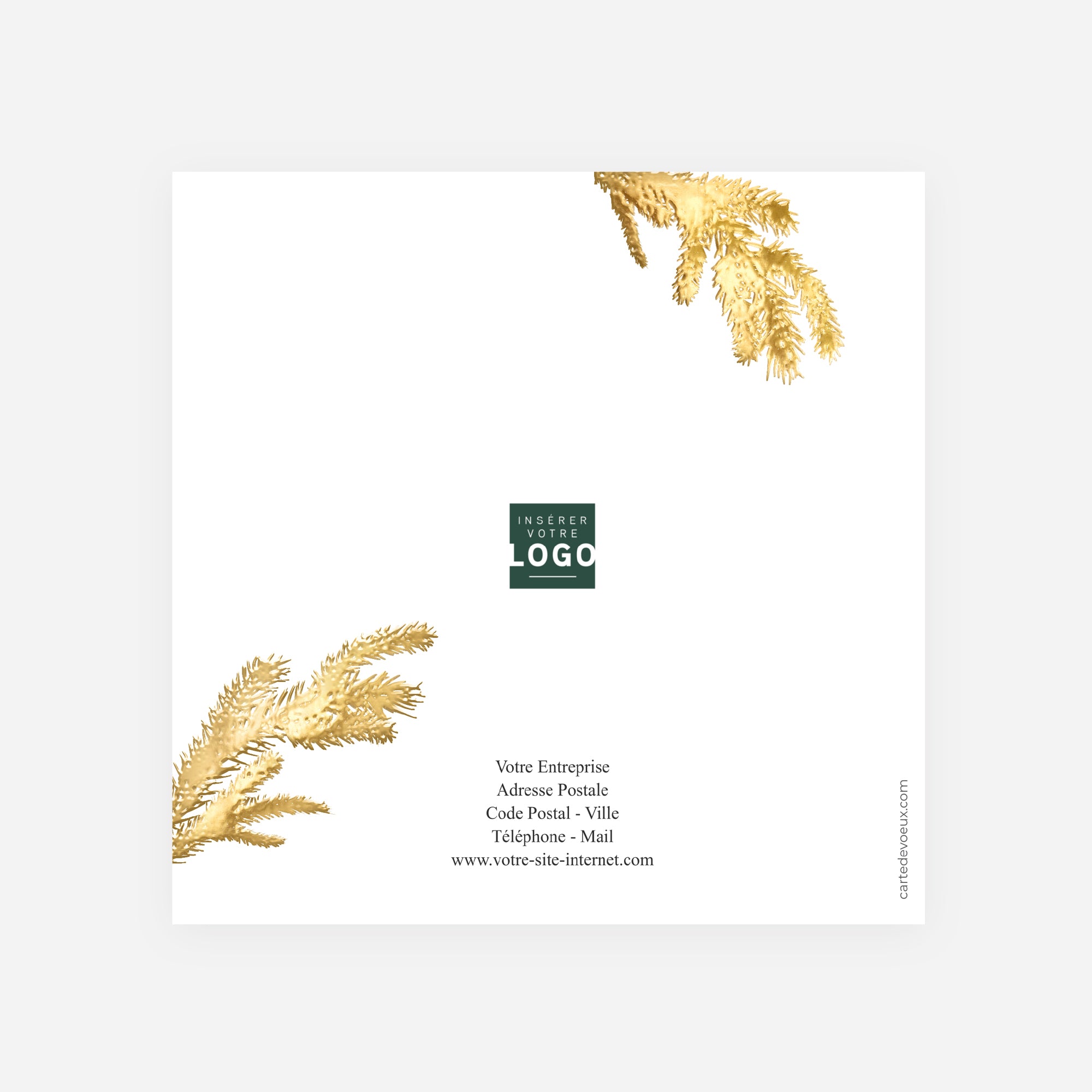 Couronne Végétale Kraft | Vœux professionnels • Carte de voeux dorure • Carrée pliable photo N° 3