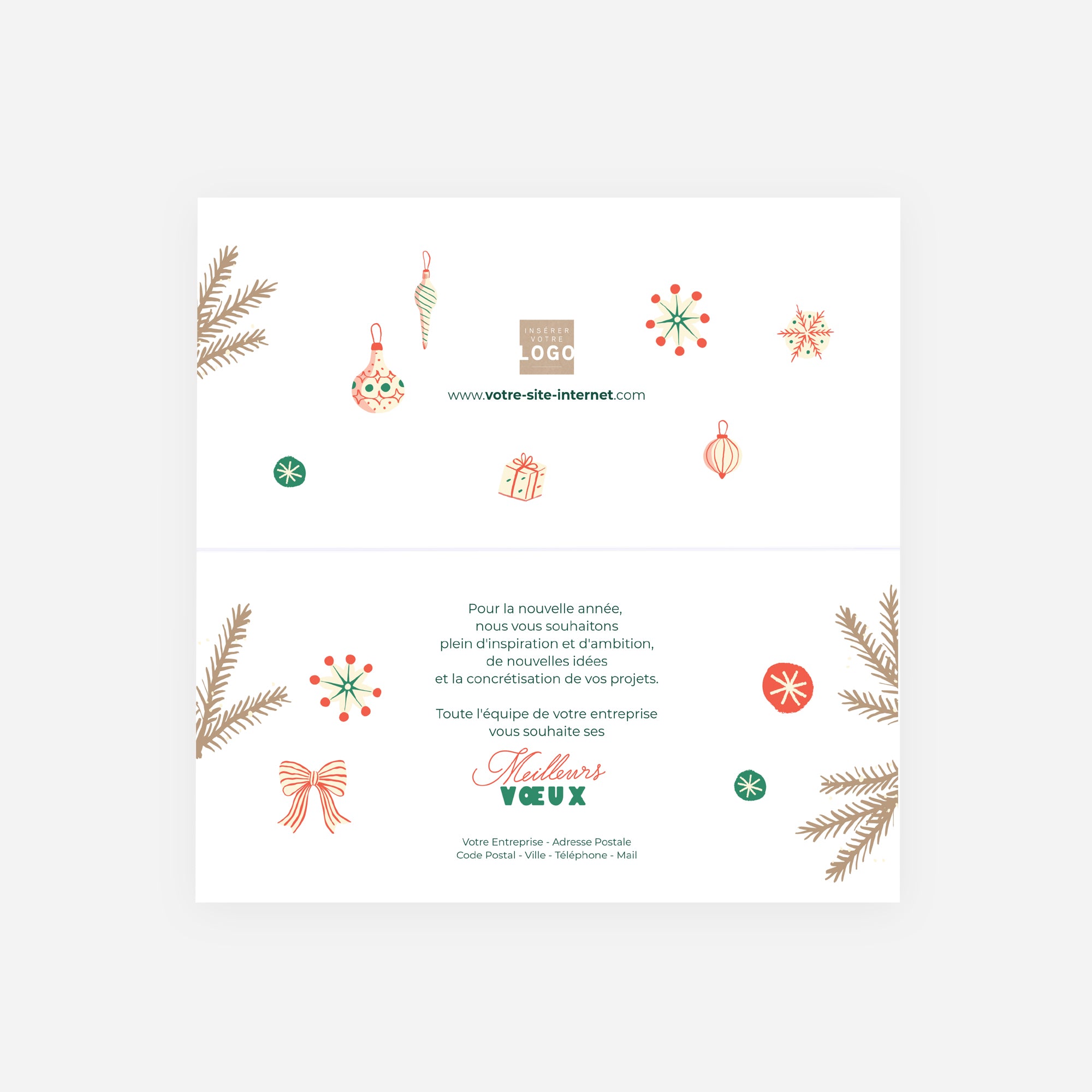 Douceurs de Fêtes | Vœux professionnels • Carte de voeux dorure • Rectangle double photo N° 2