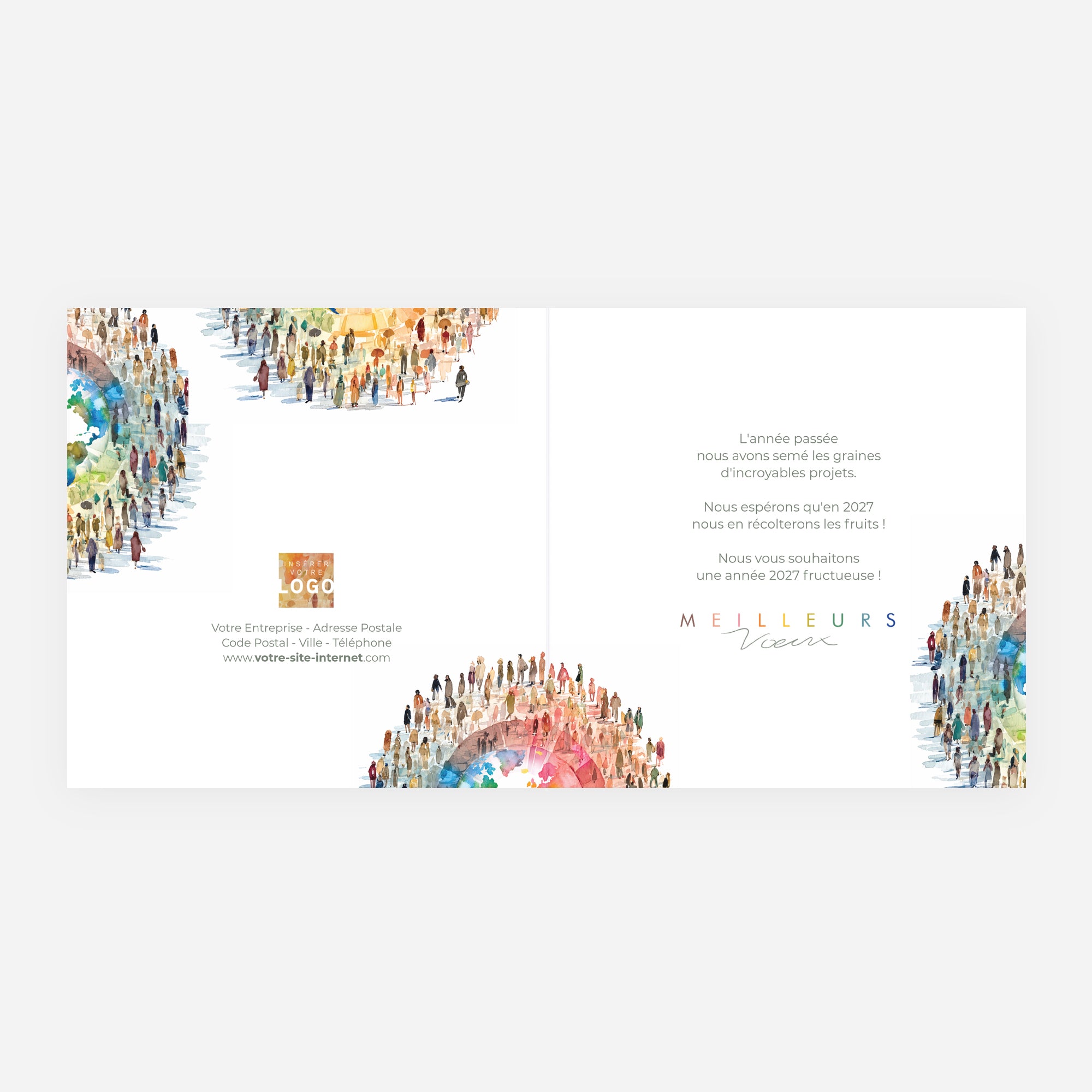 Un Monde Ensemble | Vœux professionnels • Carte de voeux • Carré double photo N° 2