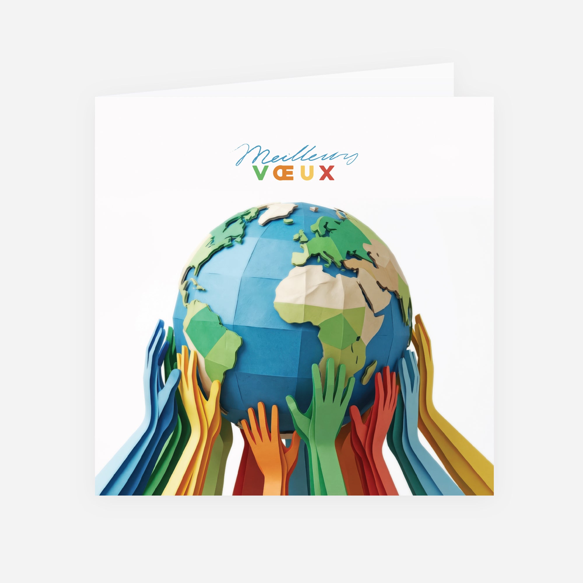 Unis pour le Monde | Vœux professionnels • Carte de voeux • Carré double photo N° 1