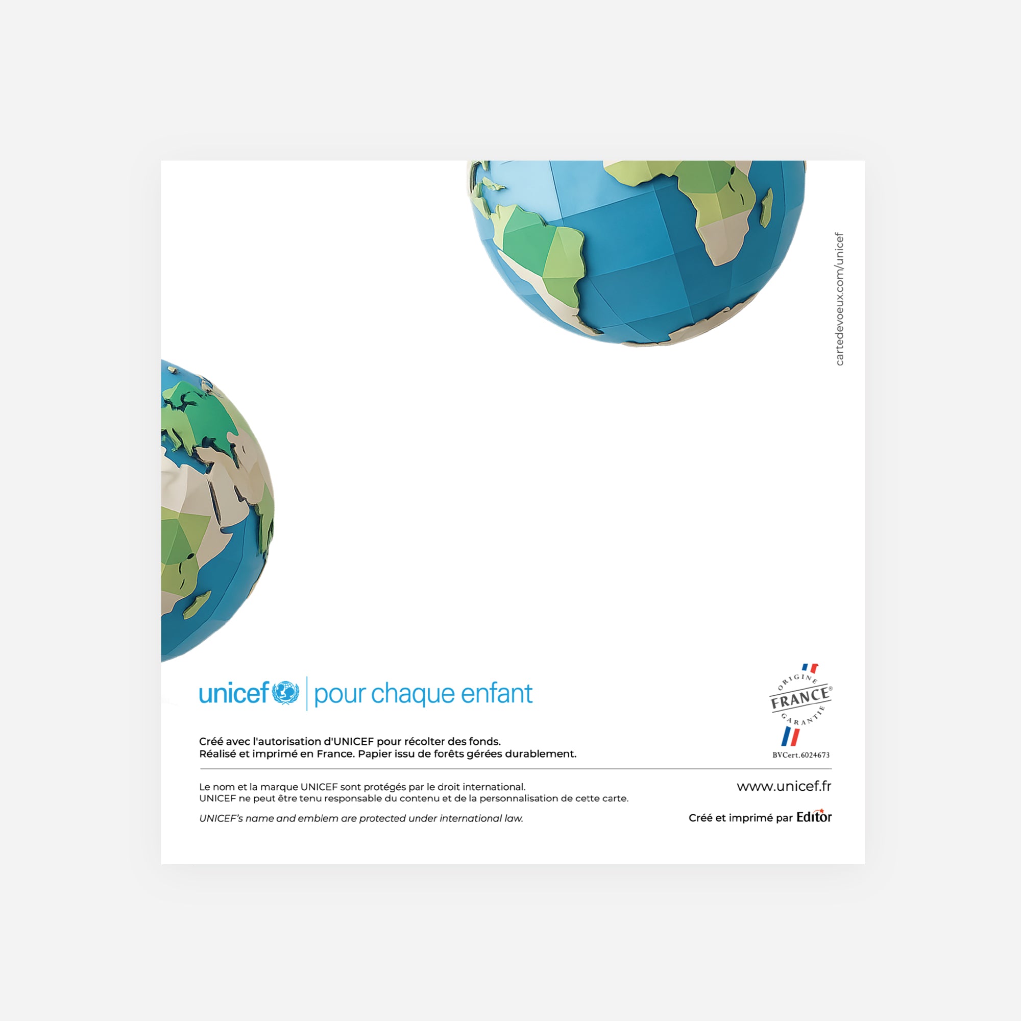 Unis pour le Monde | Vœux professionnels • Carte de voeux • Carré double photo N° 3