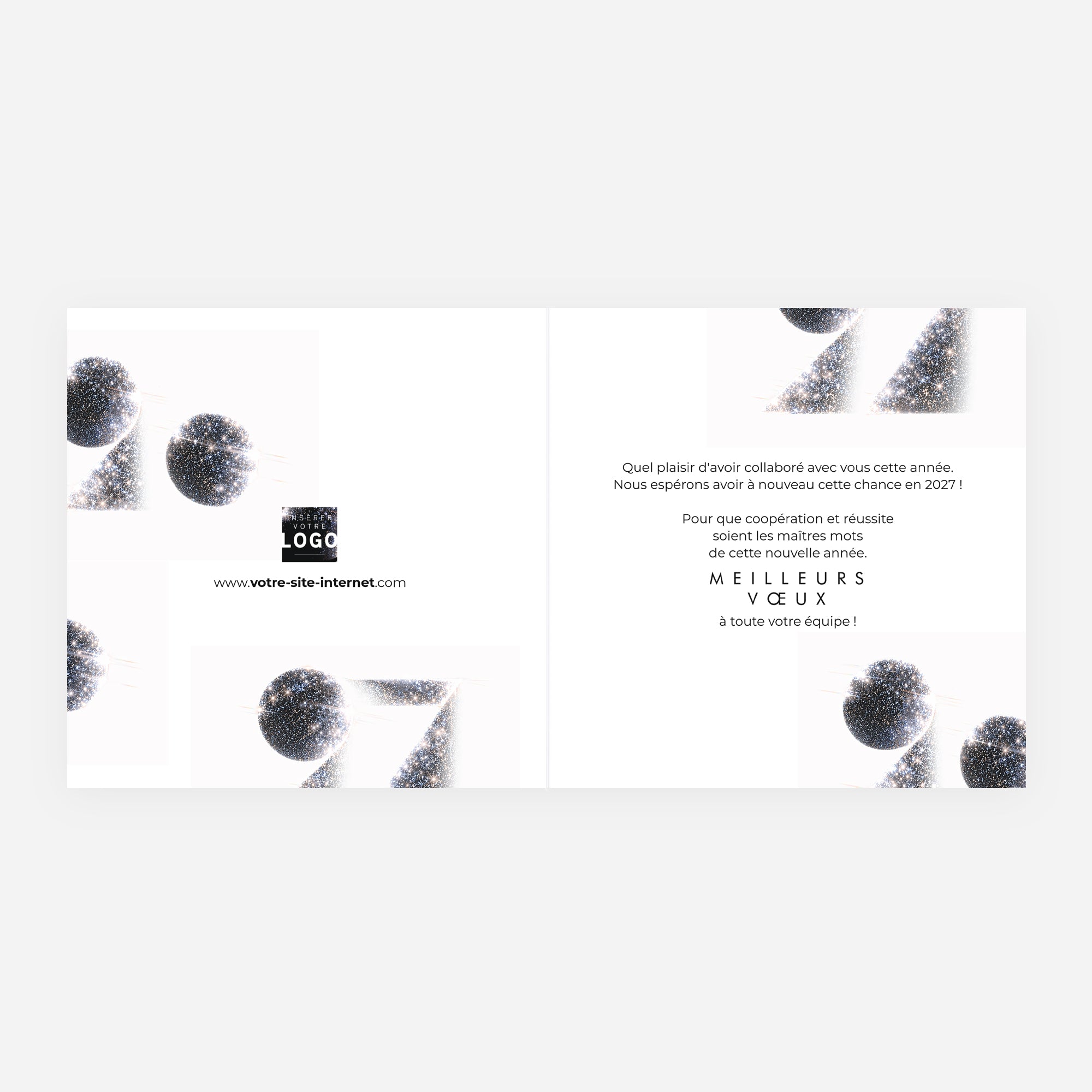 Année scintillante | Vœux professionnels • Carte de voeux • Carré double photo N° 2