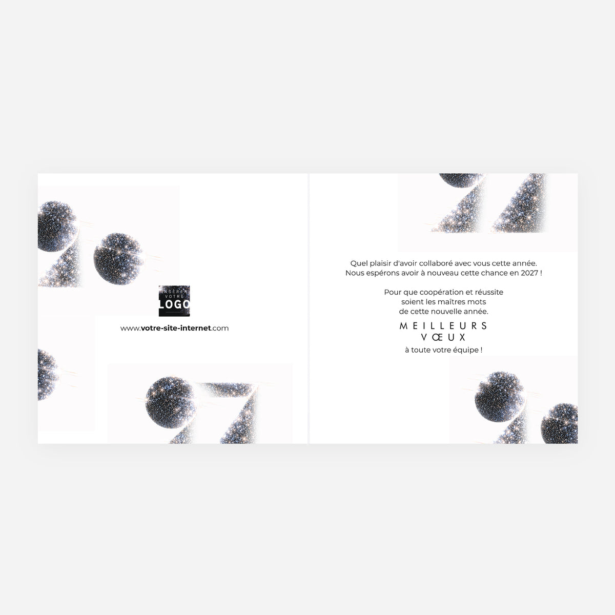 Année scintillante | Vœux professionnels • Carte de voeux • Carrée pliable photo N° 2