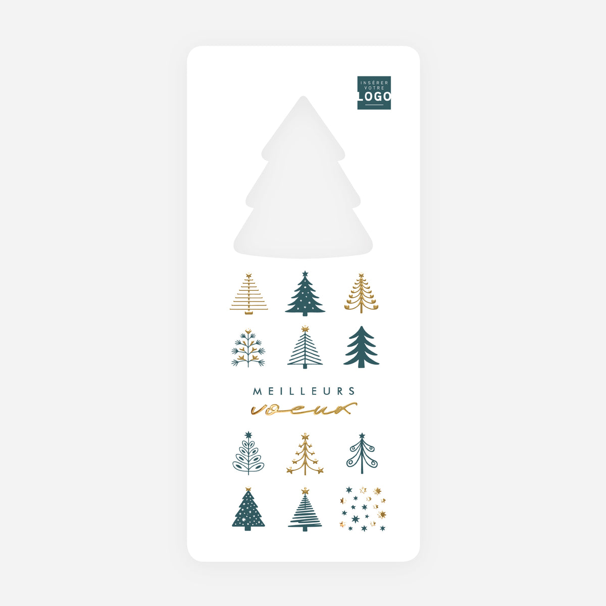 Forêt Graphique | Vœux professionnels • Carte de voeux dorure • Sapin découpé photo N° 1