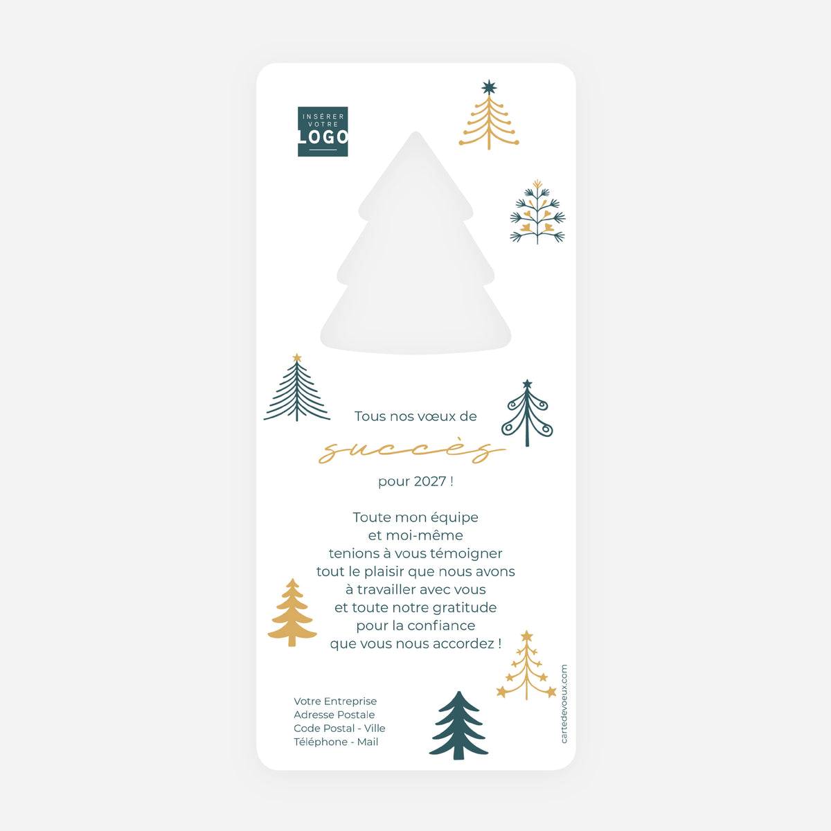 Forêt Graphique | Vœux professionnels • Carte de voeux dorure • Sapin découpé photo N° 2