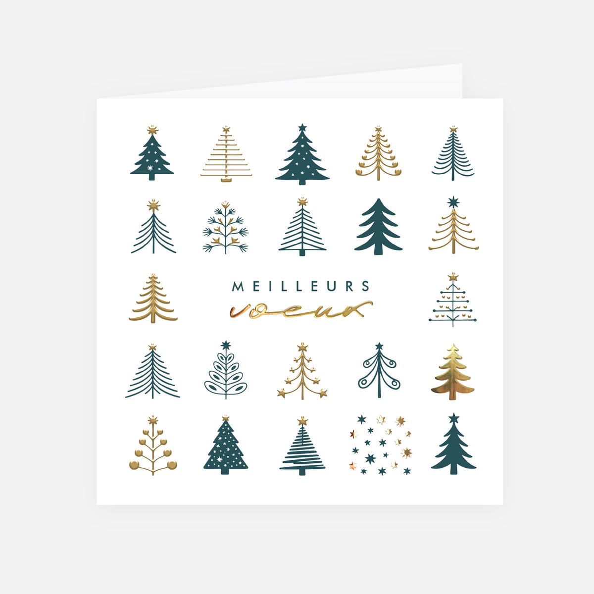 Forêt Graphique | Vœux professionnels • Carte de voeux dorure • Carrée pliable photo N° 1
