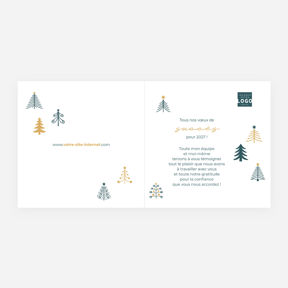 Forêt Graphique | Vœux professionnels • Carte de voeux dorure • Carrée pliable photo N° 2