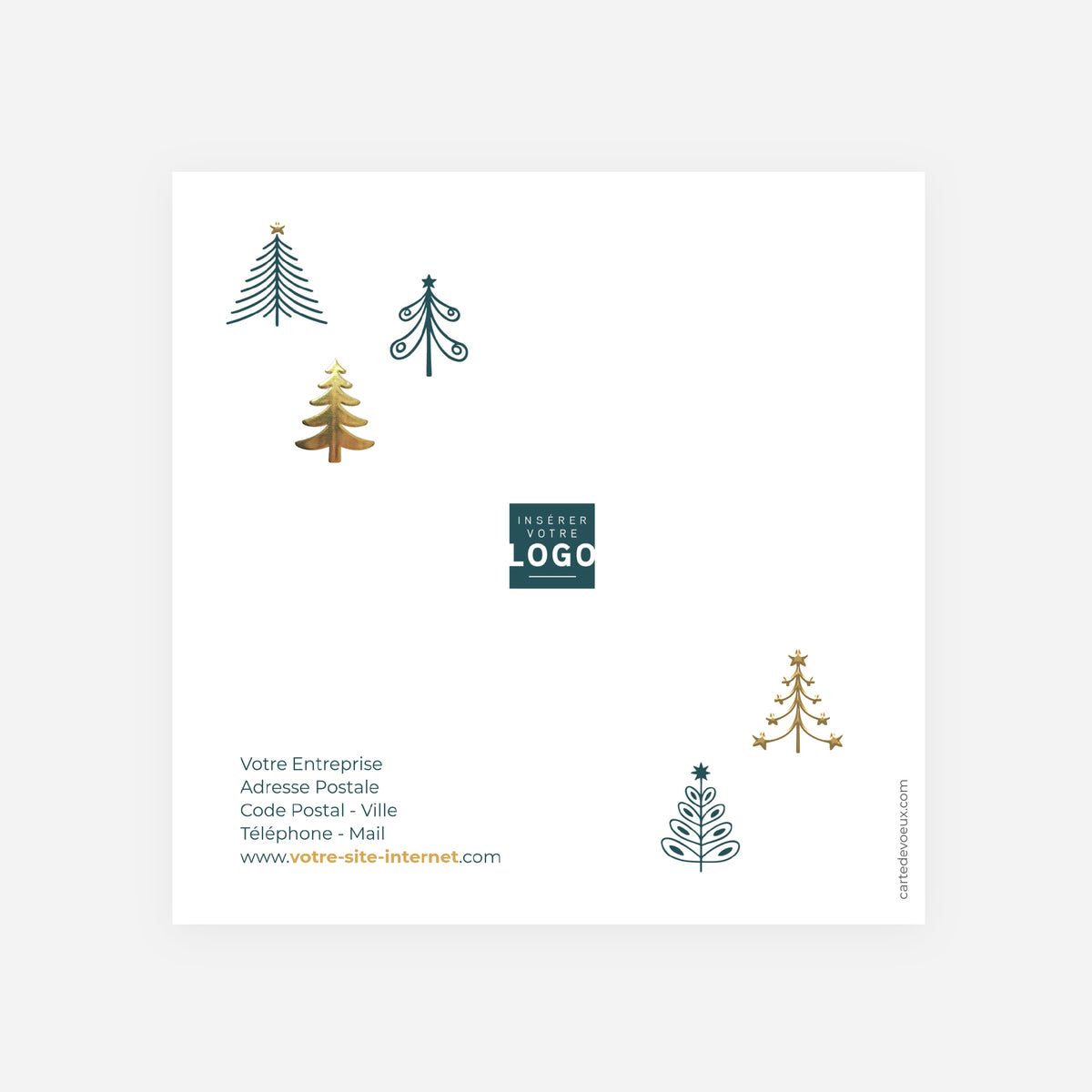 Forêt Graphique | Vœux professionnels • Carte de voeux dorure • Carrée pliable photo N° 3