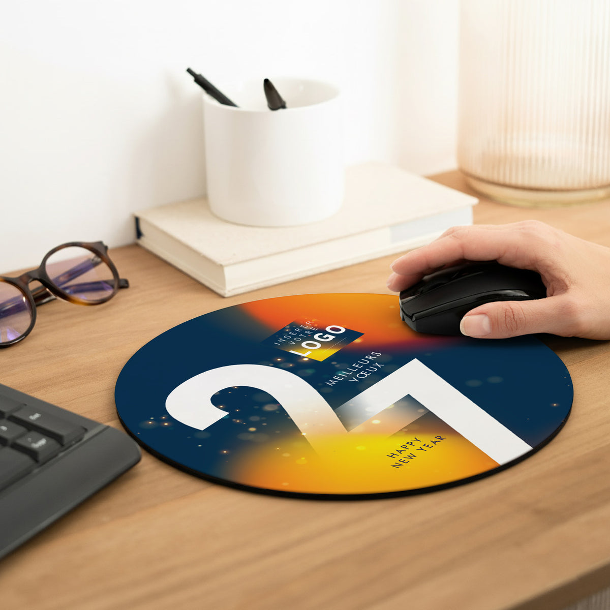 Chaleur d’Hiver | Cadeau entreprise • Tapis de souris • Rond photo N° 2