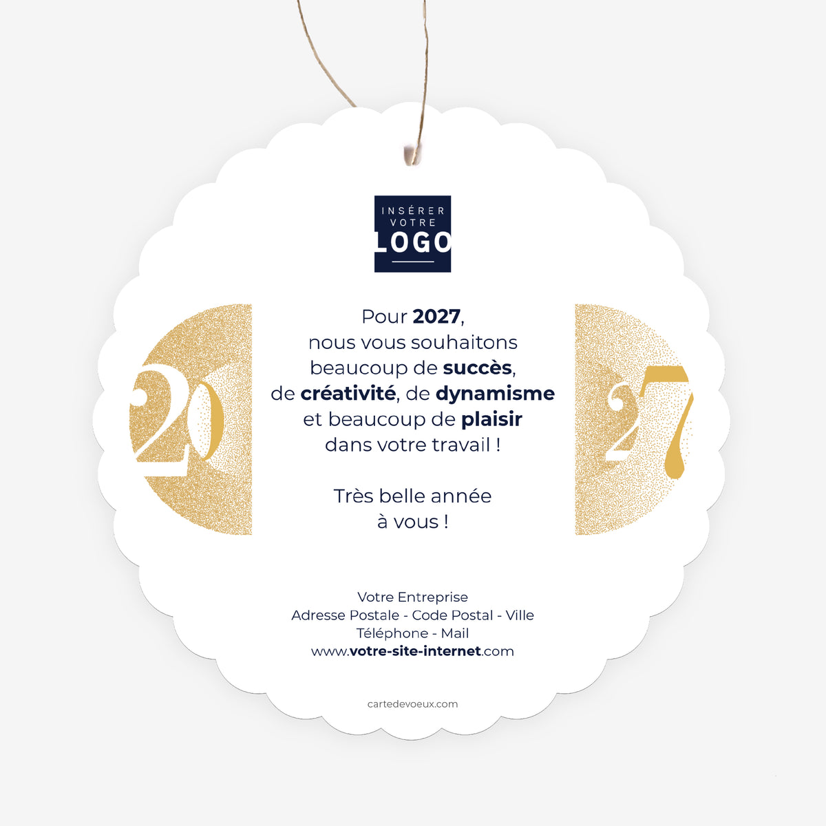 Halo Précieux | Vœux professionnels • Boule de Noël papier • Ronde à accrocher photo N° 2