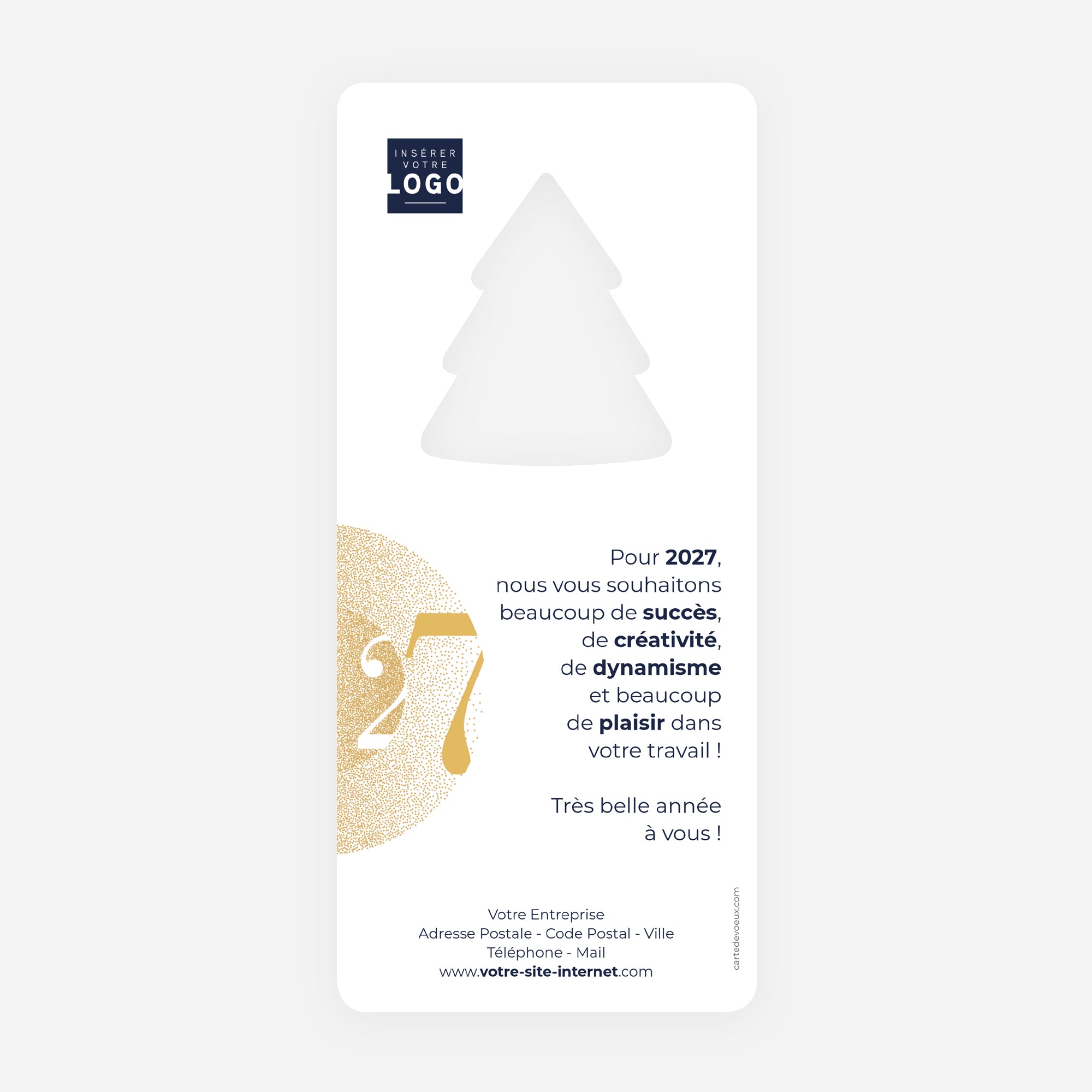 Halo Précieux | Vœux professionnels • Carte de voeux dorure • Vertical sapin photo N° 2
