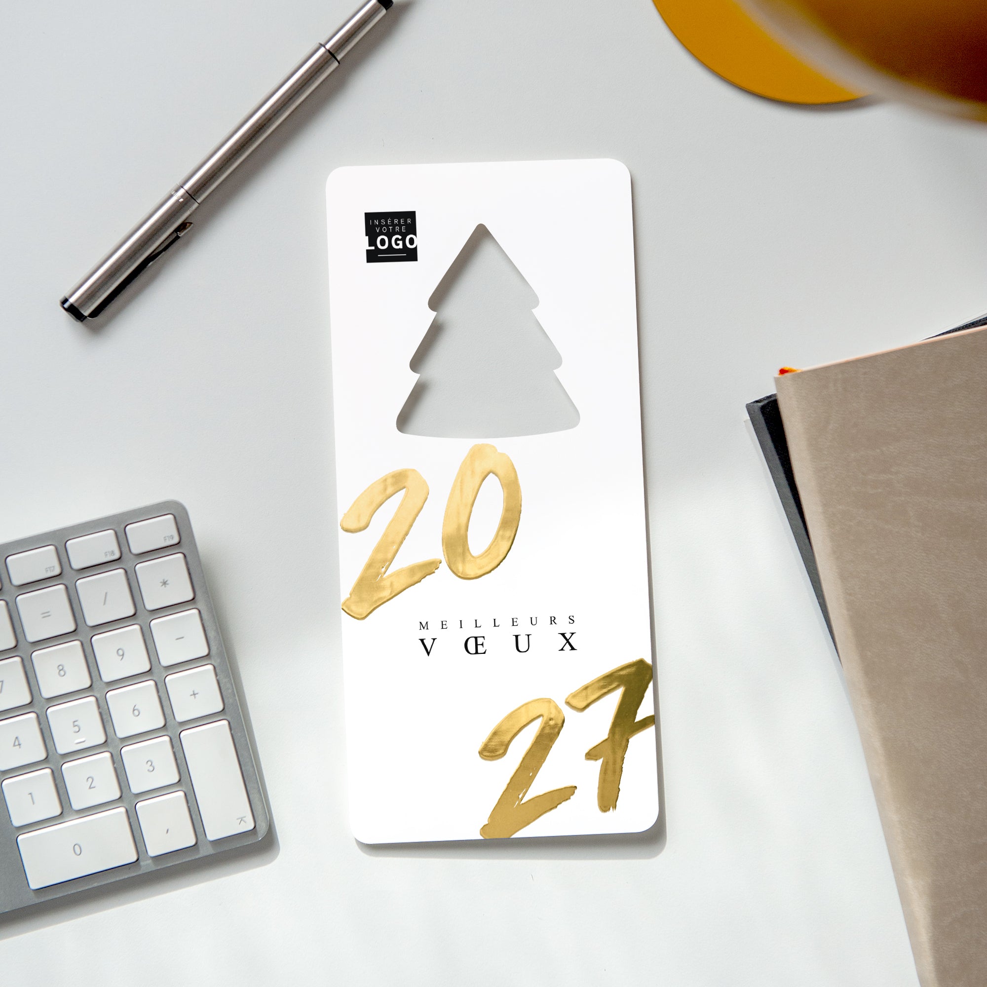 Écriture d’Or | Vœux professionnels • Carte de voeux dorure • Sapin découpé photo N° 4