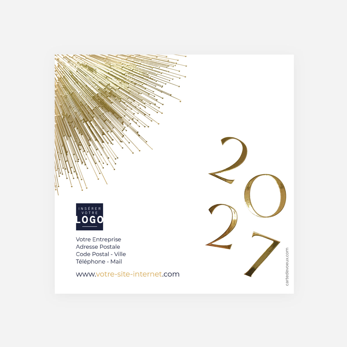 Jaillissement d’Or | Vœux professionnels • Carte de voeux dorure • Carrée pliable photo N° 3