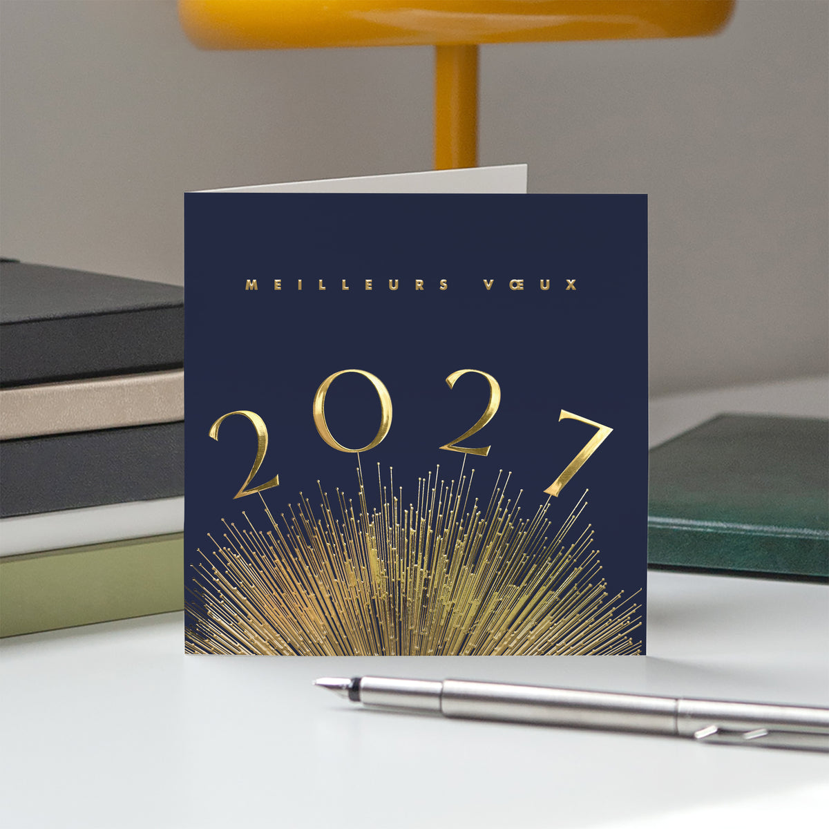 Jaillissement d’Or | Vœux professionnels • Carte de voeux dorure • Carrée pliable photo N° 5