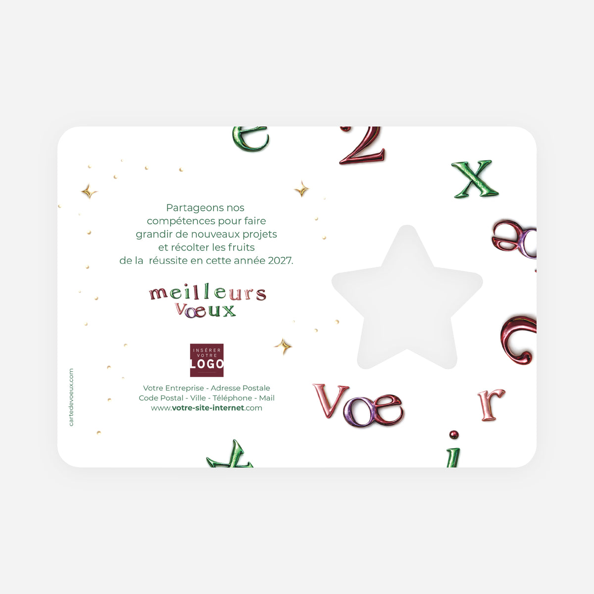 Éclat Typographique | Vœux professionnels • Carte de voeux • Étoile découpée photo N° 2