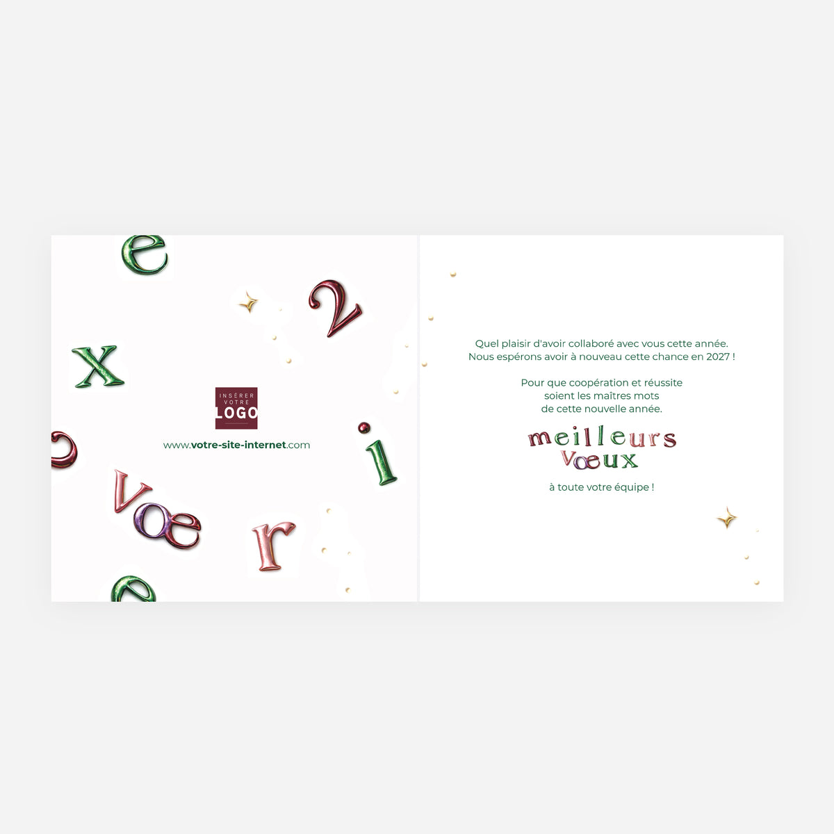 Éclat Typographique | Vœux professionnels • Carte de voeux • Carrée pliable photo N° 2