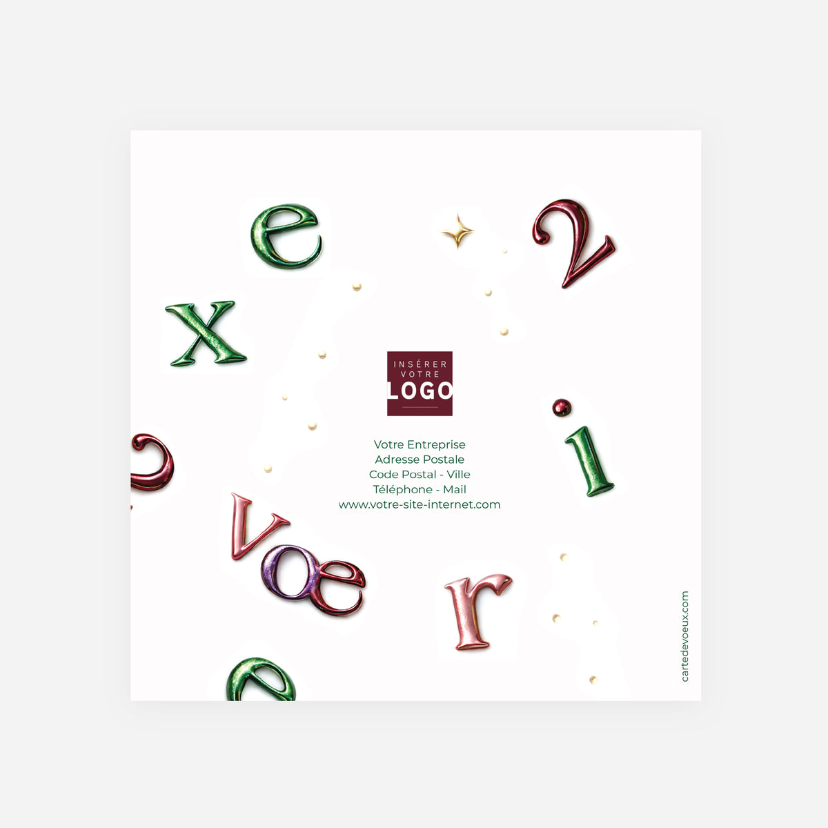 Éclat Typographique | Vœux professionnels • Carte de voeux • Carrée pliable photo N° 3