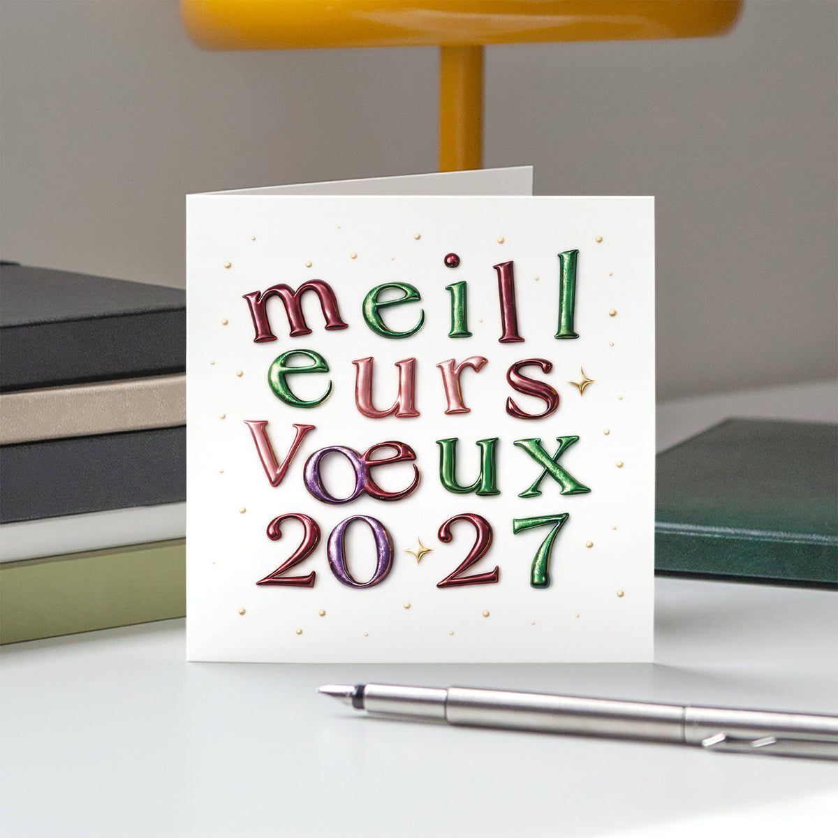 Éclat Typographique | Vœux professionnels • Carte de voeux • Carrée pliable photo N° 5