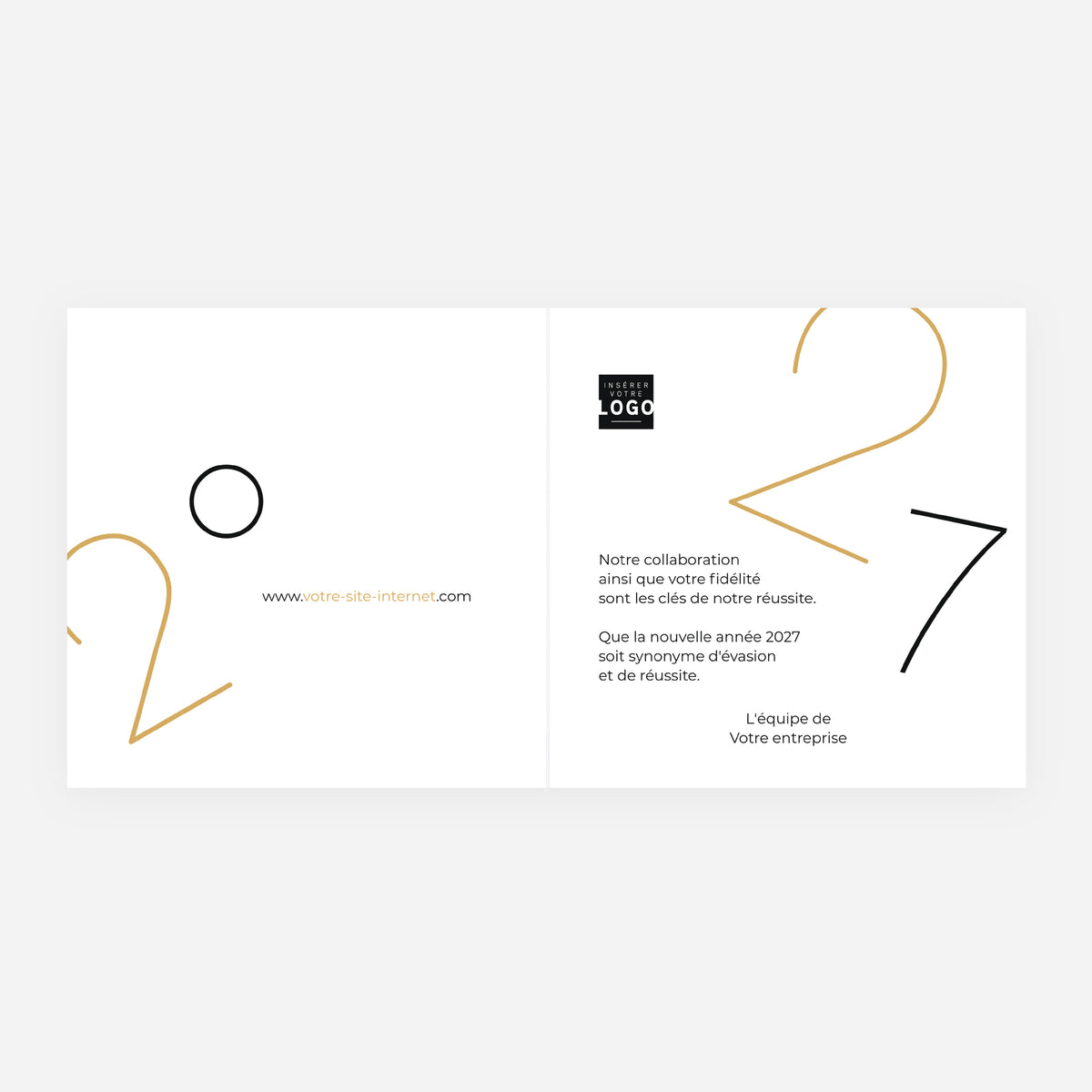 Design Précieux | Vœux professionnels • Carte de voeux dorure • Carrée pliable photo N° 2