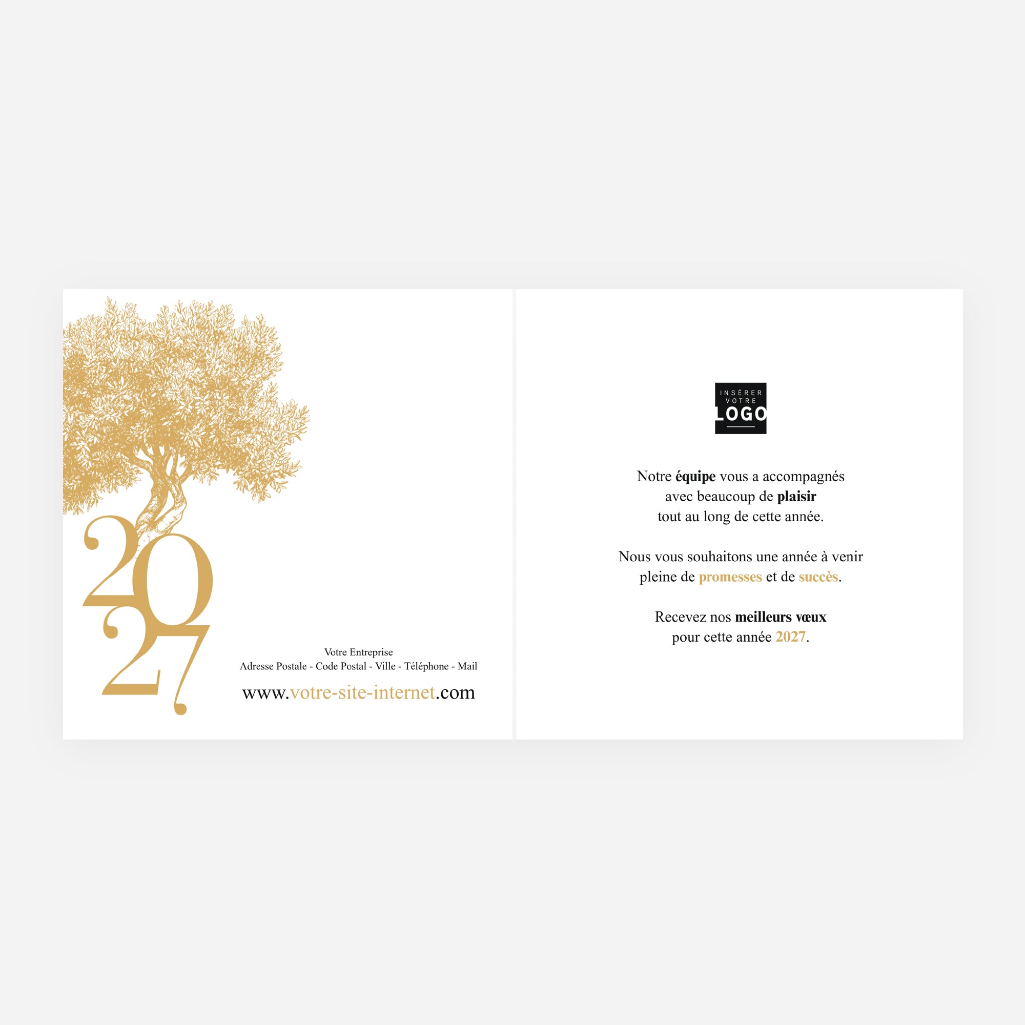 Arbre Précieux | Vœux professionnels • Carte de voeux dorure • Carré double photo N° 2