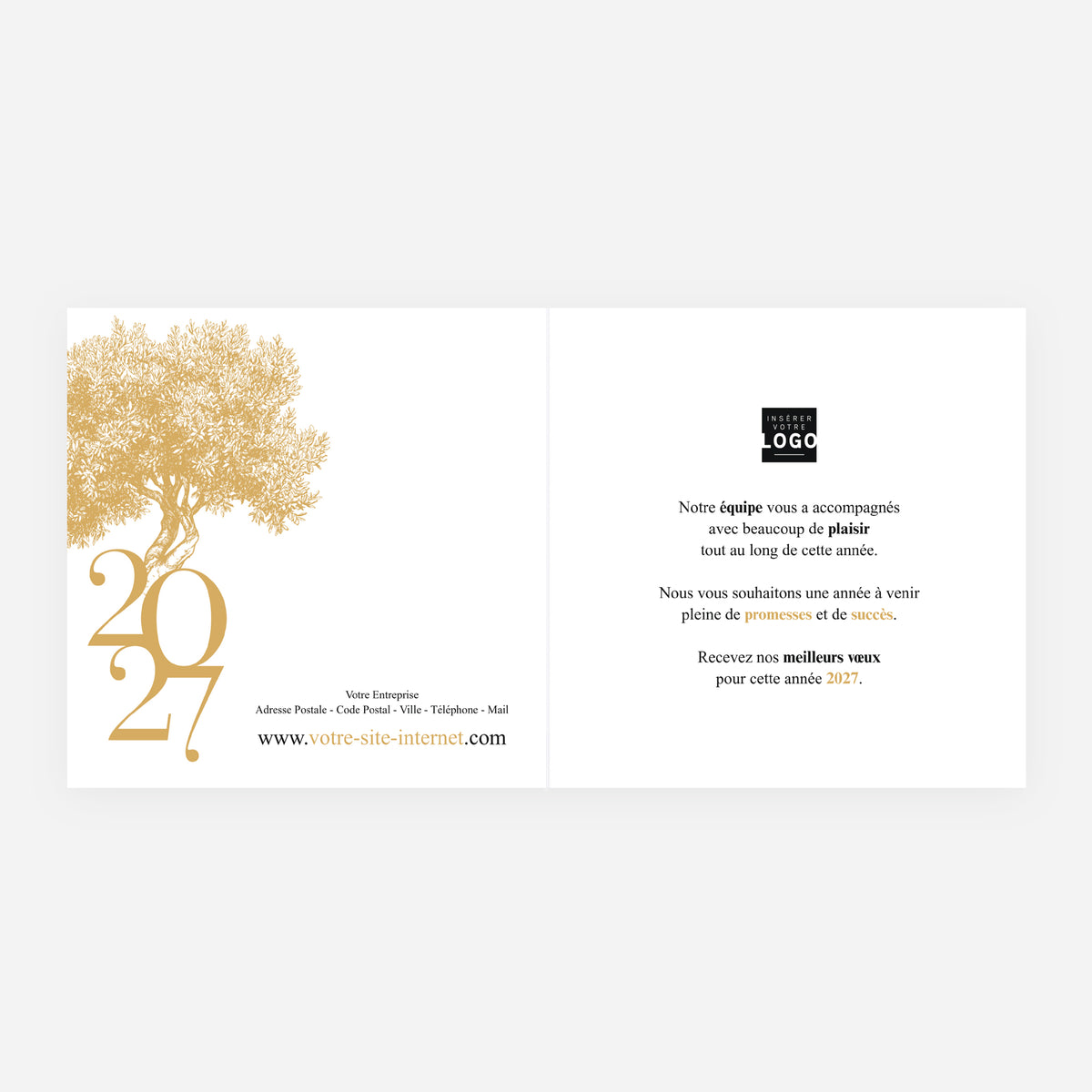 Arbre Précieux | Vœux professionnels • Carte de voeux dorure • Carré double photo N° 2