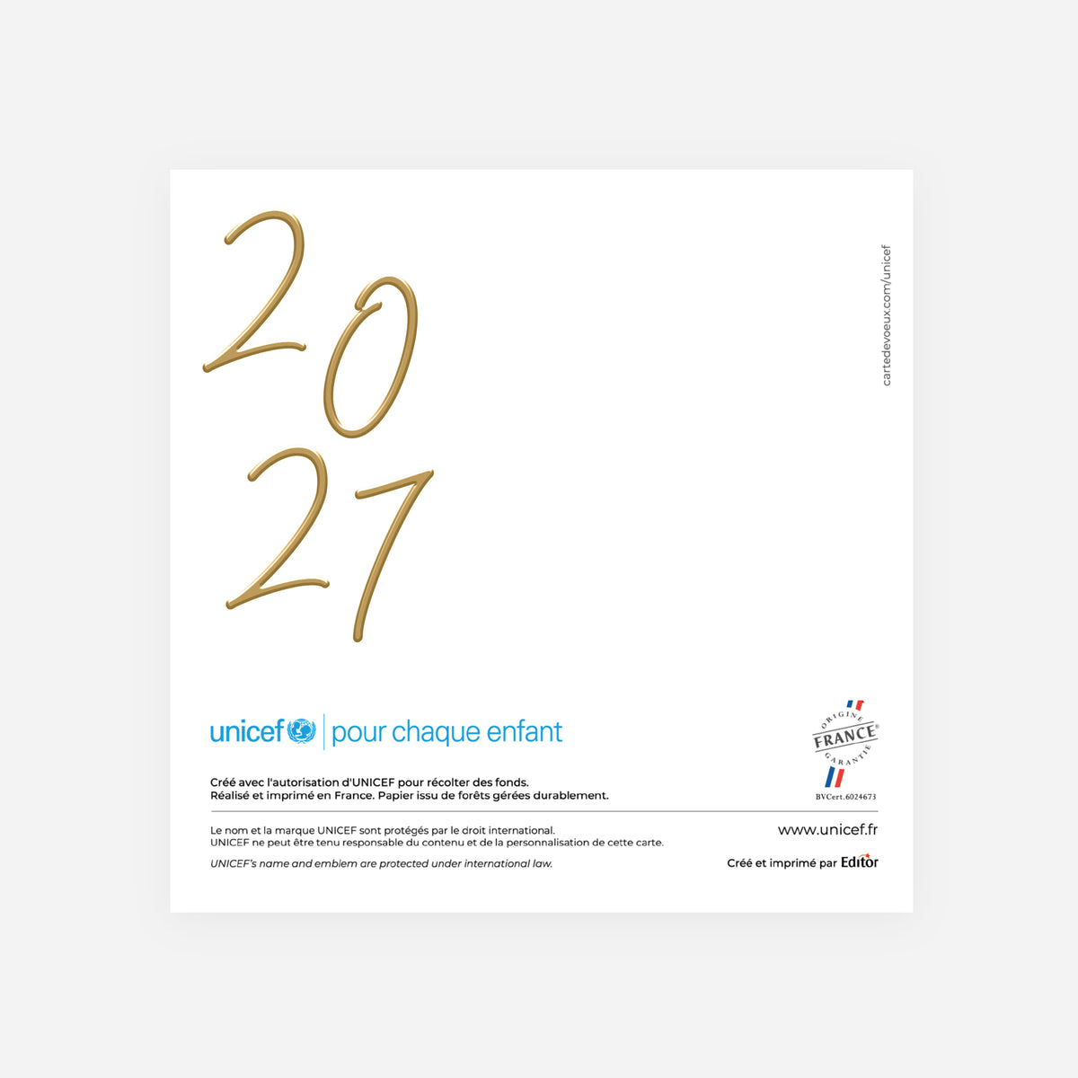 Écriture Précieuse Kraft | Vœux professionnels • Carte de voeux dorure • Carrée pliable photo N° 3