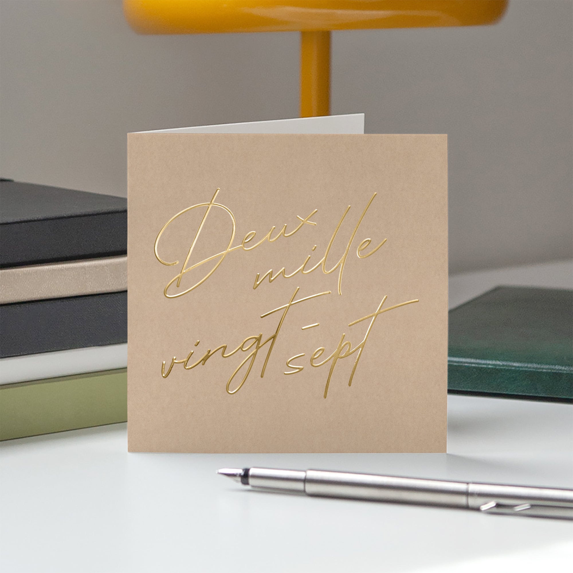 Écriture Précieuse Kraft | Vœux professionnels • Carte de voeux dorure • Carré double photo N° 5