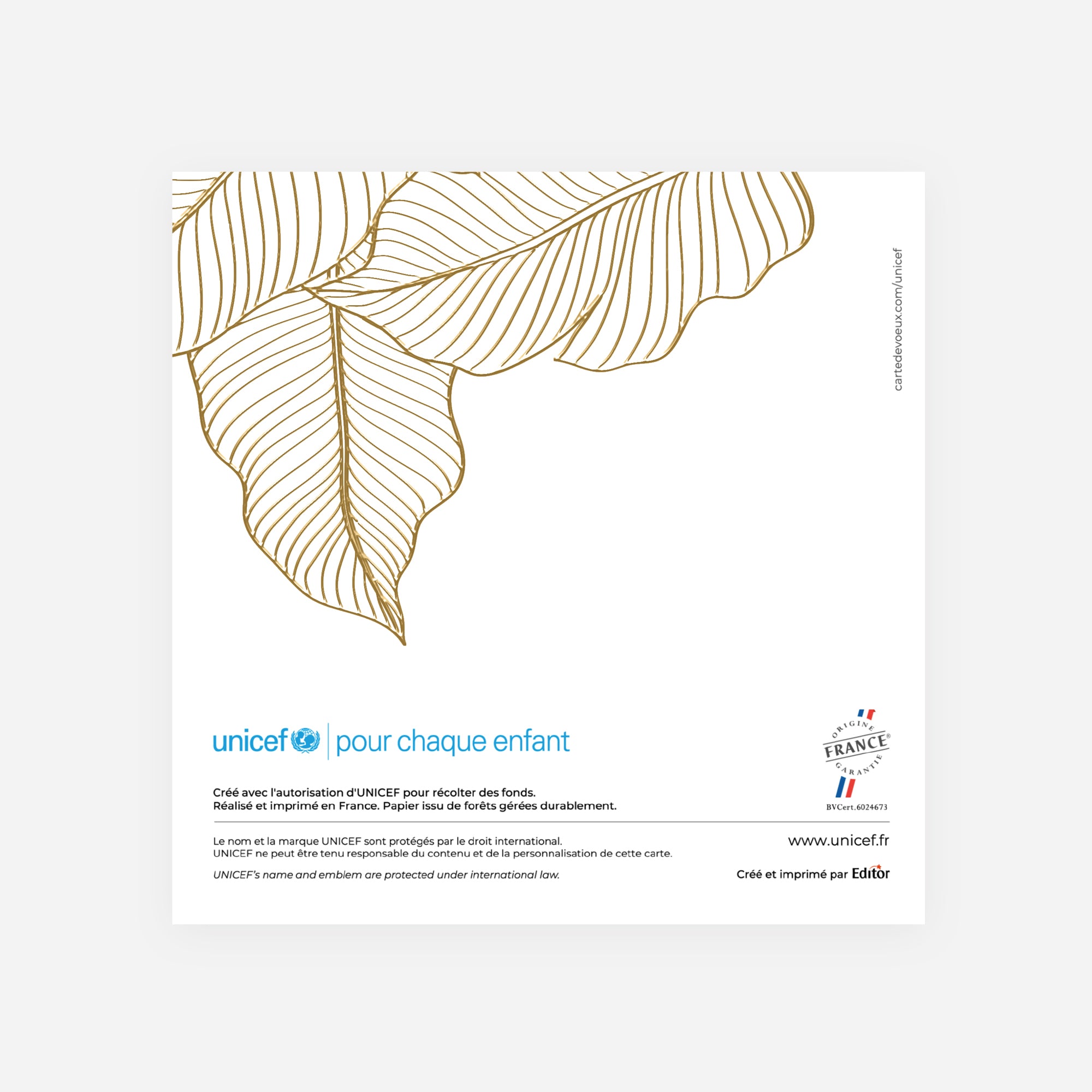 Feuillage d’Or | Vœux professionnels • Carte de voeux dorure • Carrée pliable photo N° 3