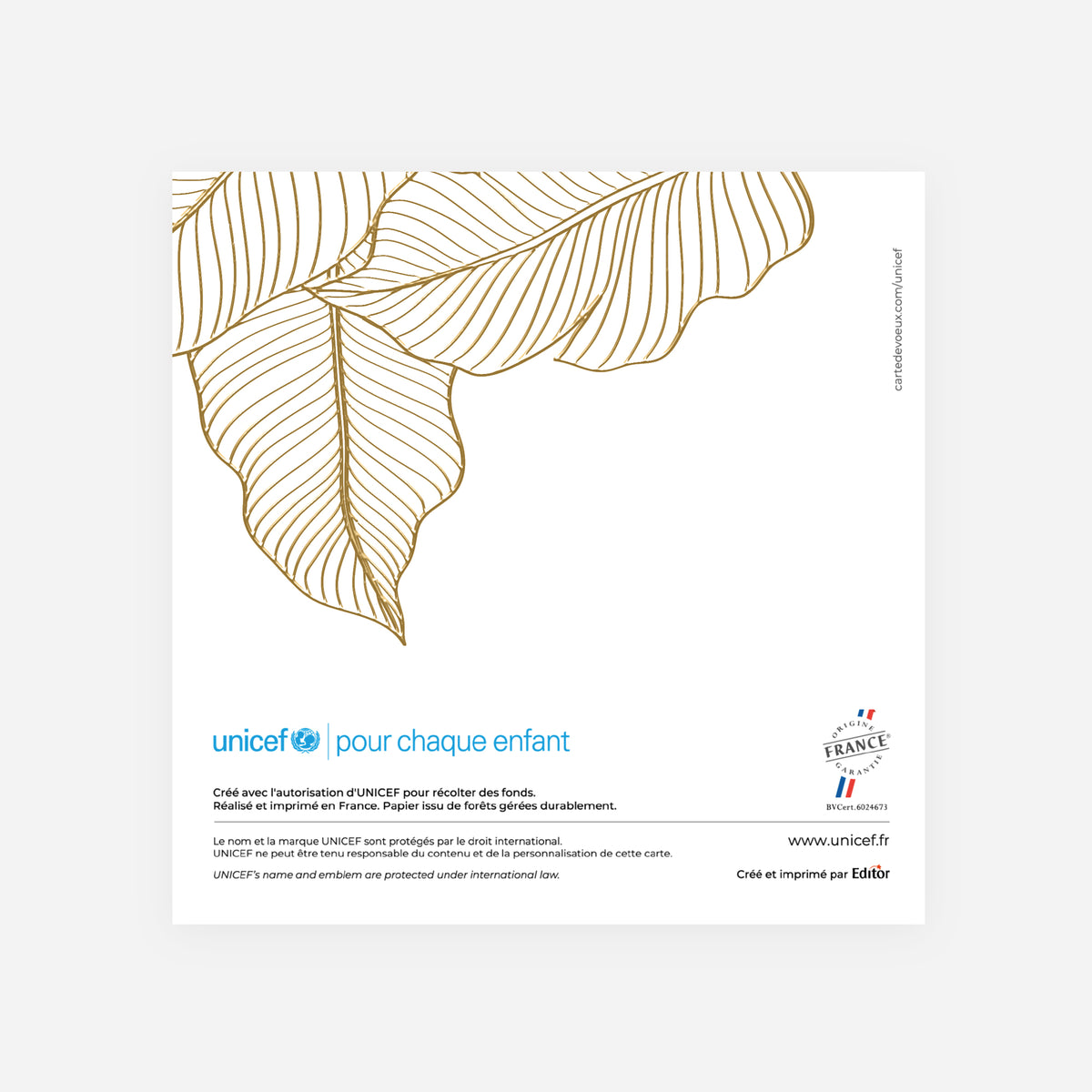 Feuillage d’Or | Vœux professionnels • Carte de voeux dorure • Carrée pliable photo N° 3