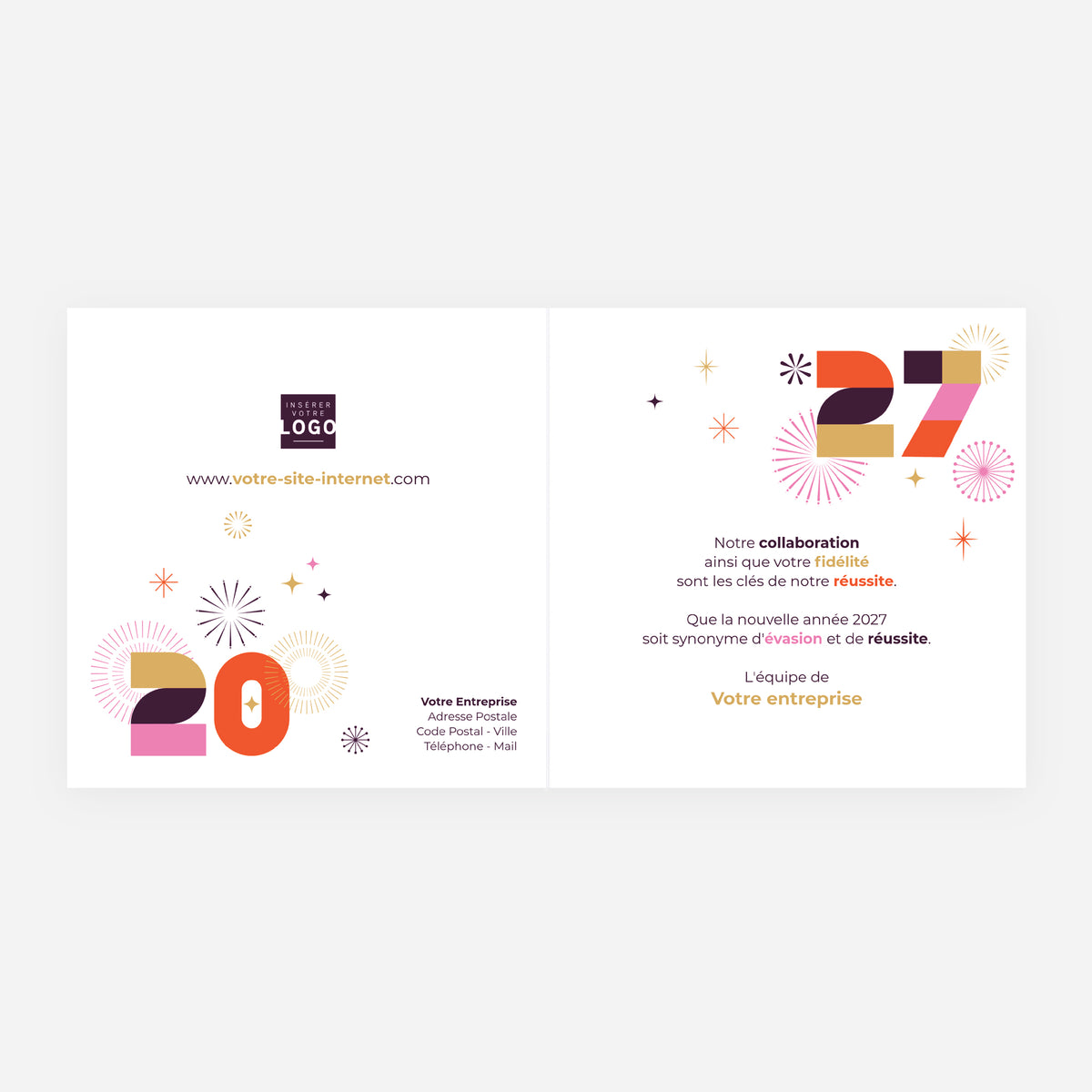 Éclat Pop | Vœux professionnels • Carte de voeux dorure • Carrée pliable photo N° 2