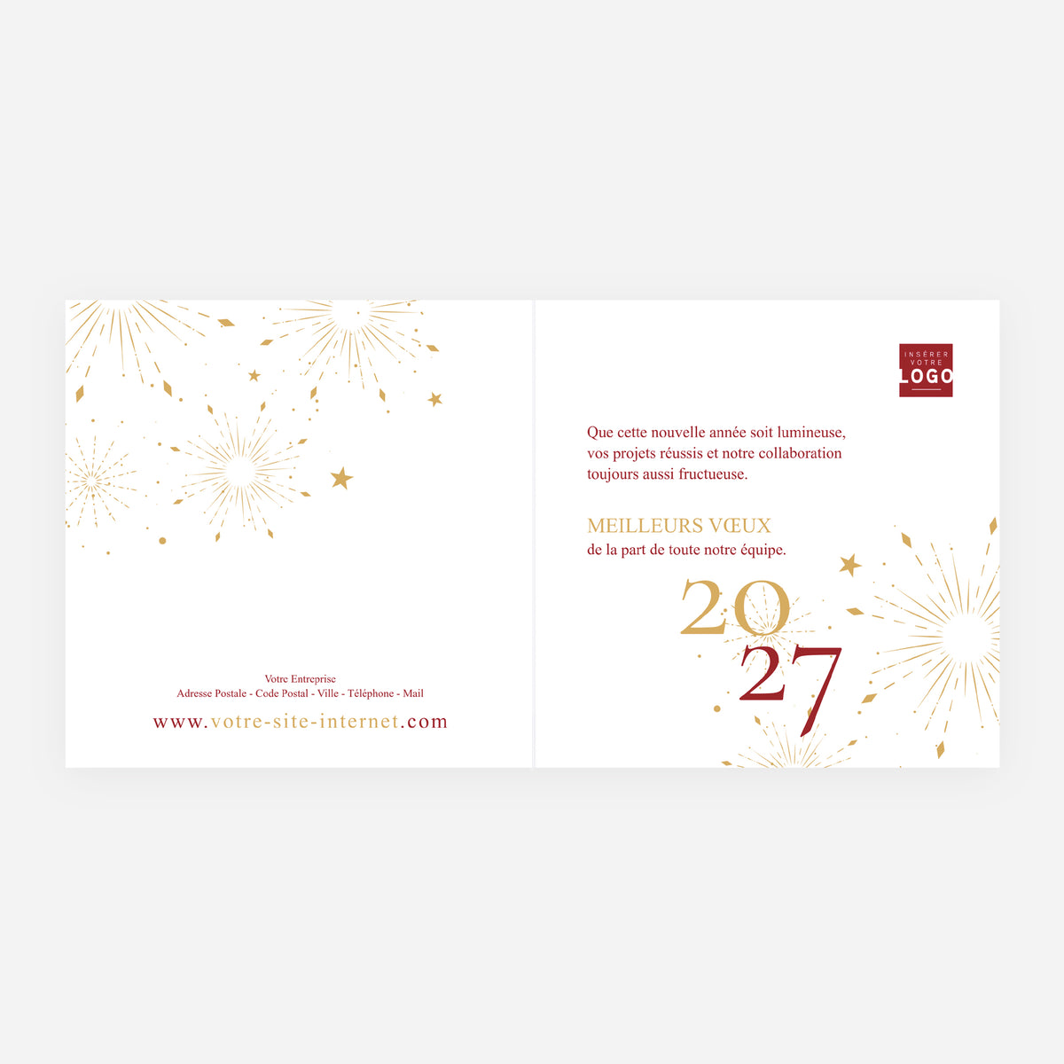 Scintillement Festif | Vœux professionnels • Carte de voeux dorure • Carrée pliable photo N° 2