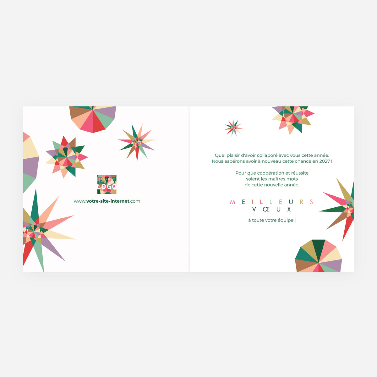 Étoile lumineuse | Vœux professionnels • Carte de voeux • Carrée pliable photo N° 2