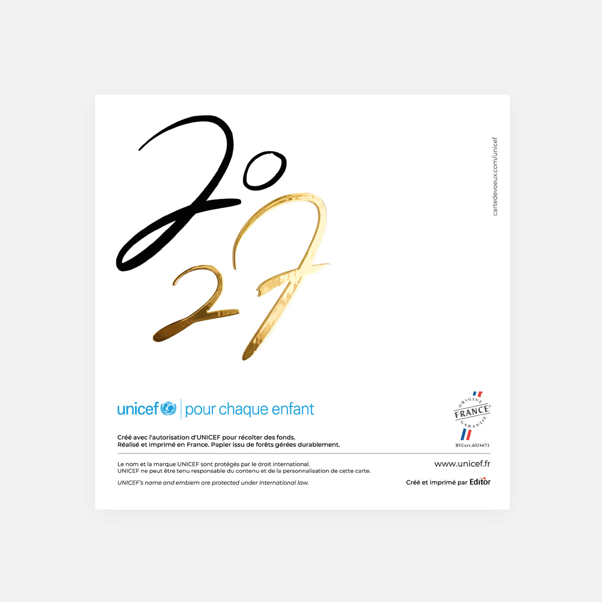 Alliance Graphique | Vœux professionnels • Carte de voeux dorure • Carrée pliable photo N° 3