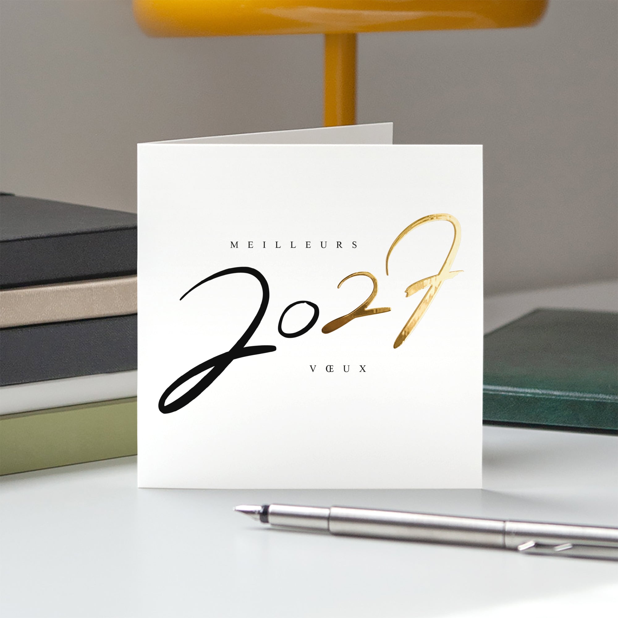 Alliance Graphique | Vœux professionnels • Carte de voeux dorure • Carré double photo N° 5