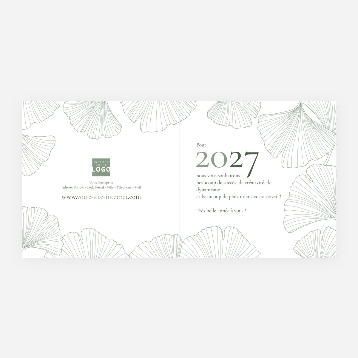 Ginkgo Vert Amande | Vœux professionnels • Carte de voeux • Carrée pliable photo N° 2