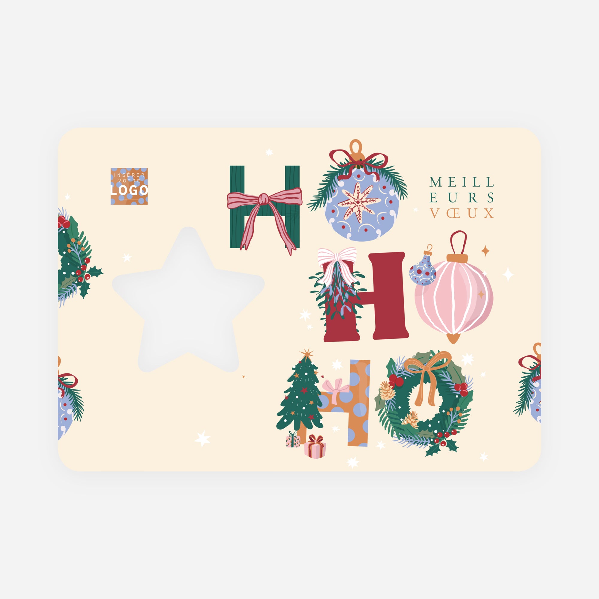 Ho ho déco | Vœux professionnels • Carte de voeux • Horizontal étoile photo N° 1