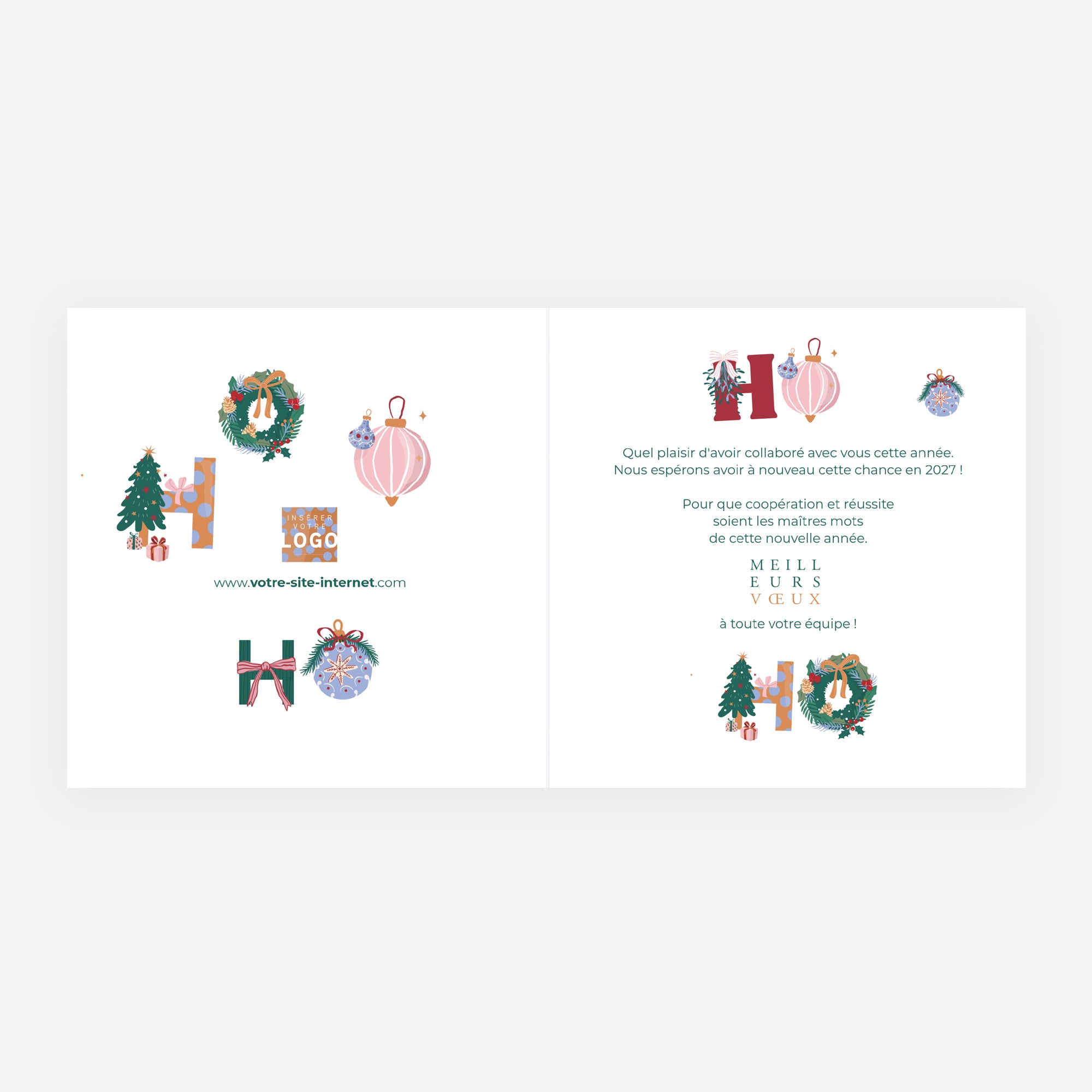 Ho ho déco | Vœux professionnels • Carte de voeux • Carré double photo N° 2