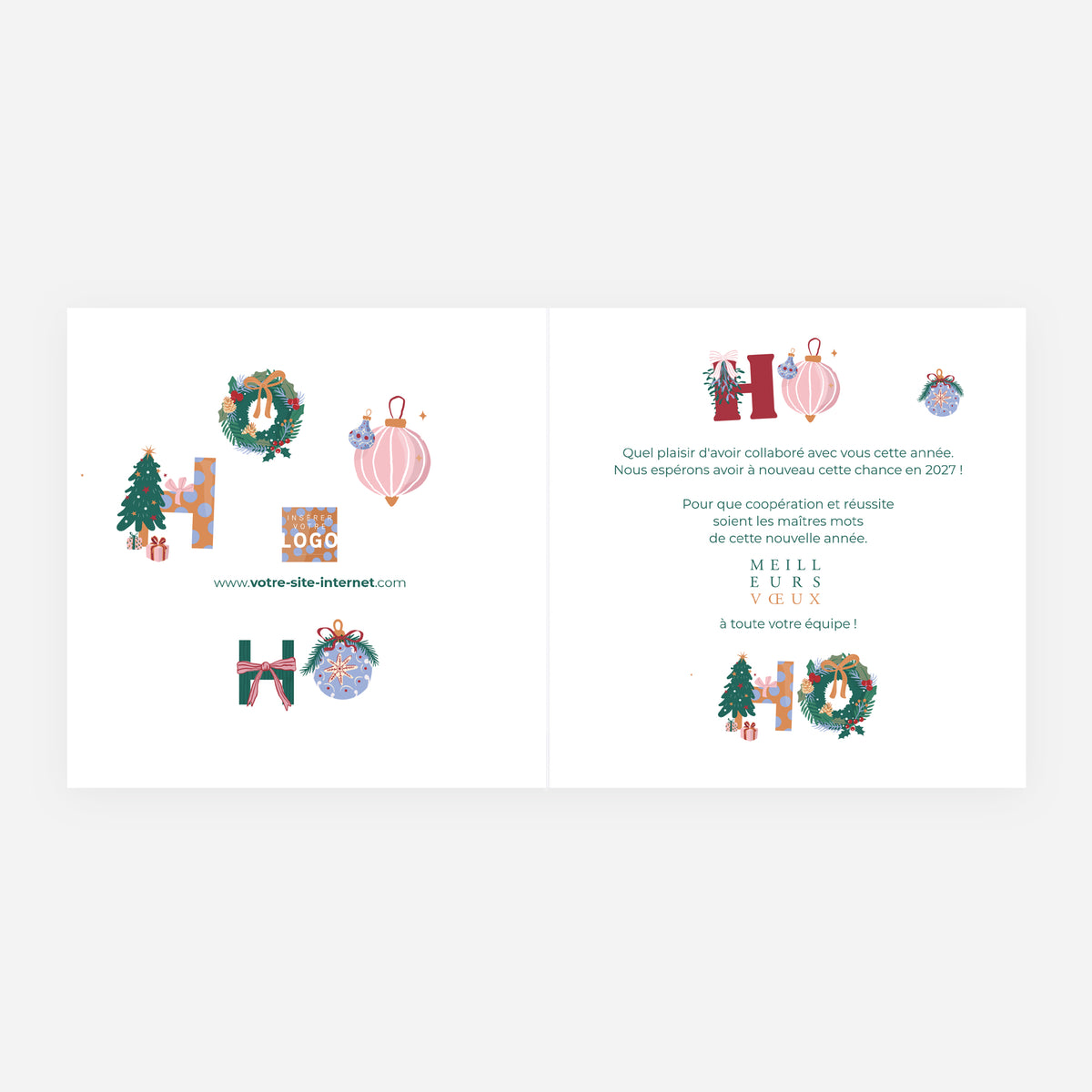 Ho ho déco | Vœux professionnels • Carte de voeux • Carrée pliable photo N° 2